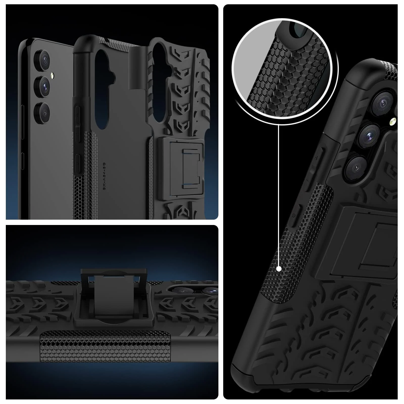DL3 Mobilak Rugged Protective Case for Samsung Galaxy A24 4G, Shock-absorbing protection, Built-in kickstand, Scratch-resistant surface - Black