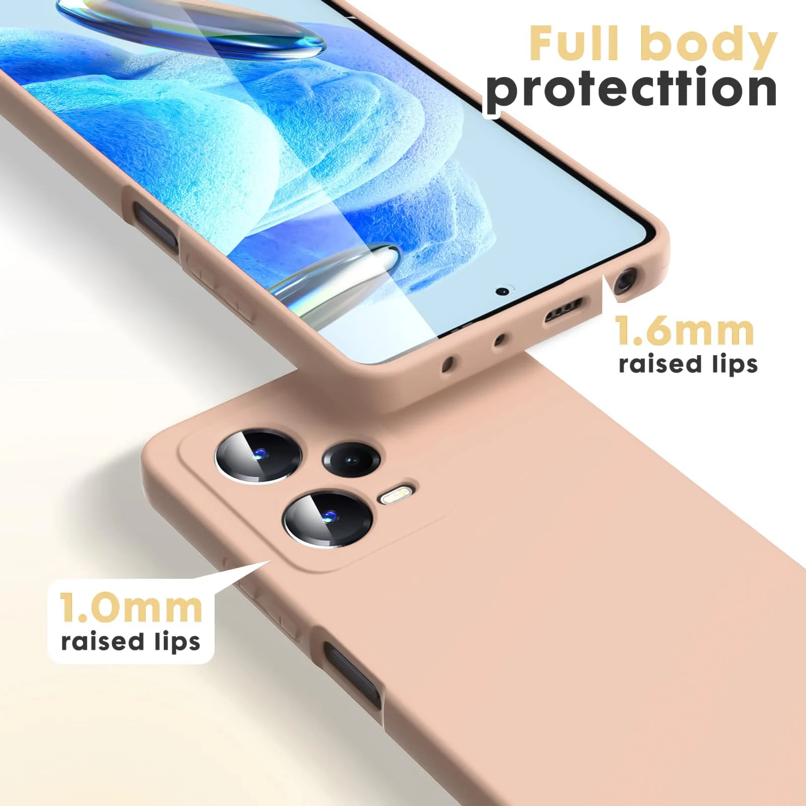 DL3 Mobilak Liquid Silicone Protective Case with Soft Microfiber Lining with Full Camera Protection for Xiaomi Redmi Note 12 Pro Plus 5G - Light Orange