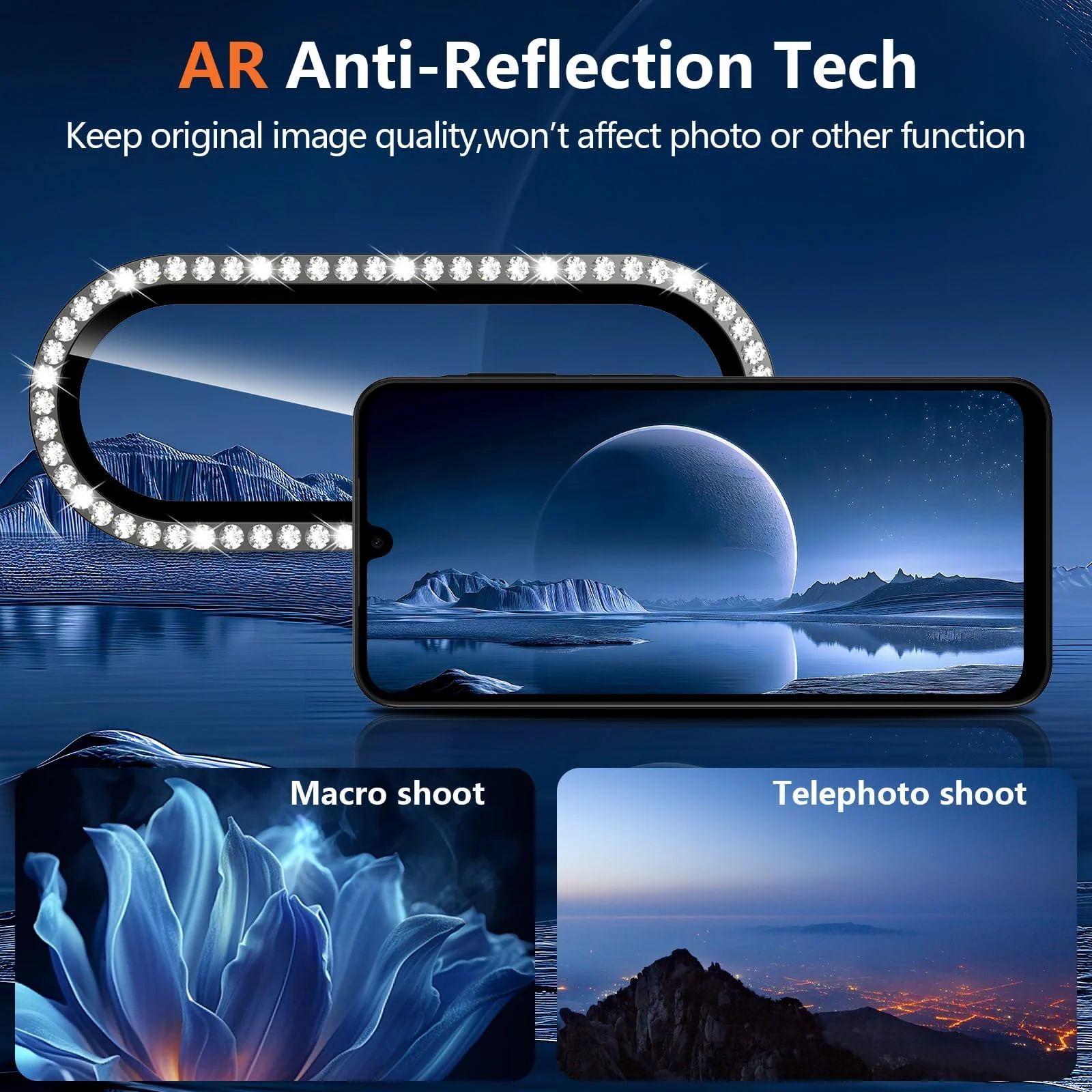 DL3 Mobilak Camera Lens Protector for Samsung Galaxy A17 5G/4G Accessories, 9H Tempered Glass Metal Individual Ring Camera Cover Screen Protector, Case Friendly, Anti Scratch - Diamond Black