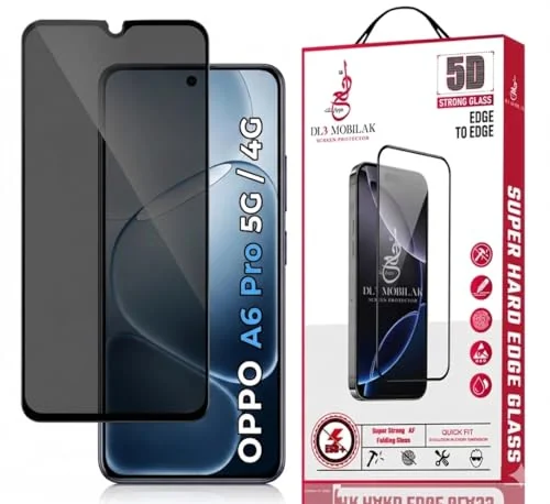 DL3 Mobilak OPPO A6 Pro 5G /4G Privacy Screen Protector, Does not support fingerprint, Anti-Spy 9H Hardness Tempered Glass Film [Case Friendly] [Bubble Free] - Black