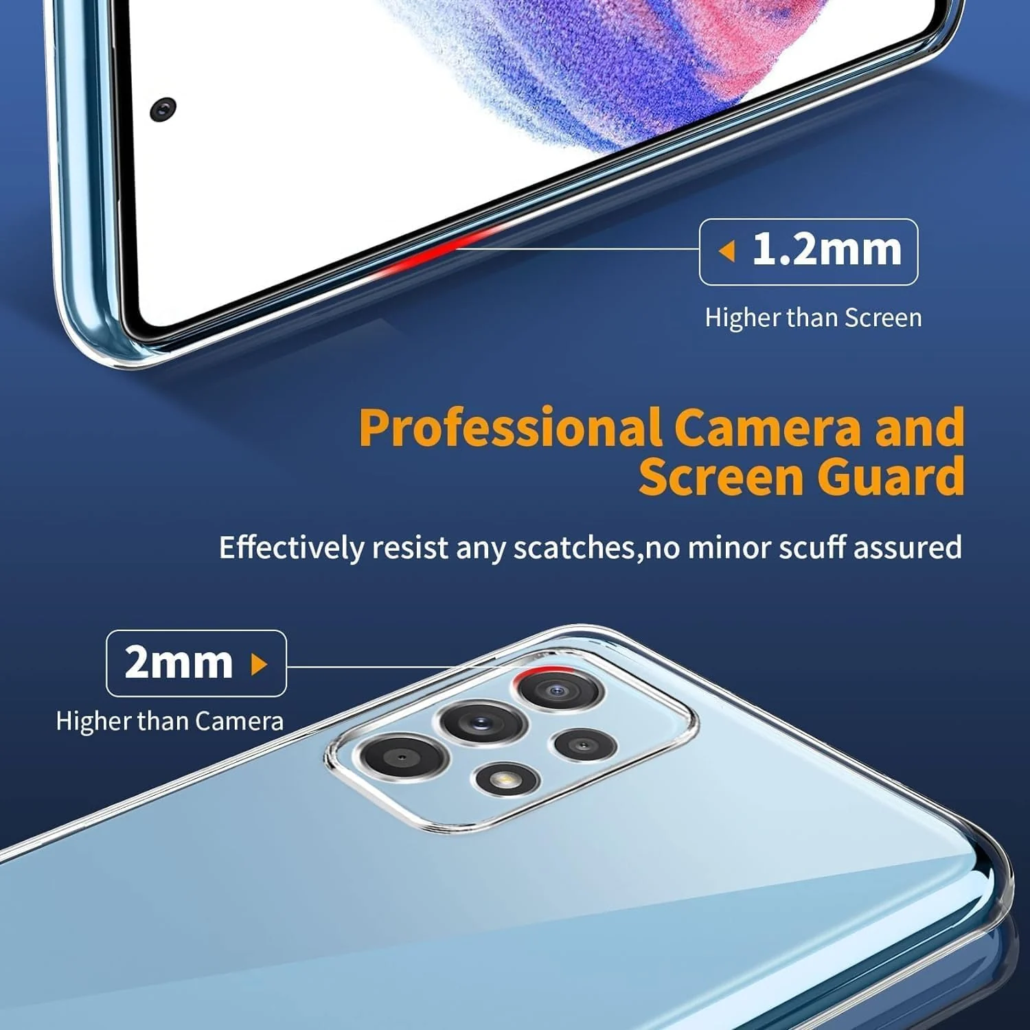 DL3 Mobilak Case Compatible with Samsung Galaxy A72 Case Crystal Soft TPU Gel Case Flexible Silicone Anti-Scratch Camera Protection TPU Cover - Clear