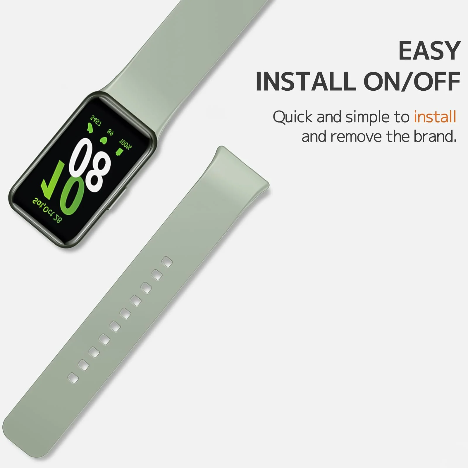 DL3 MOBILAK Silicone Bracelet for Samsung Galaxy Fit 3 Strap, Soft Silicone Sport Replacement Strap For Women/Men, Adjustable Waterproof Sports Band - Light Green