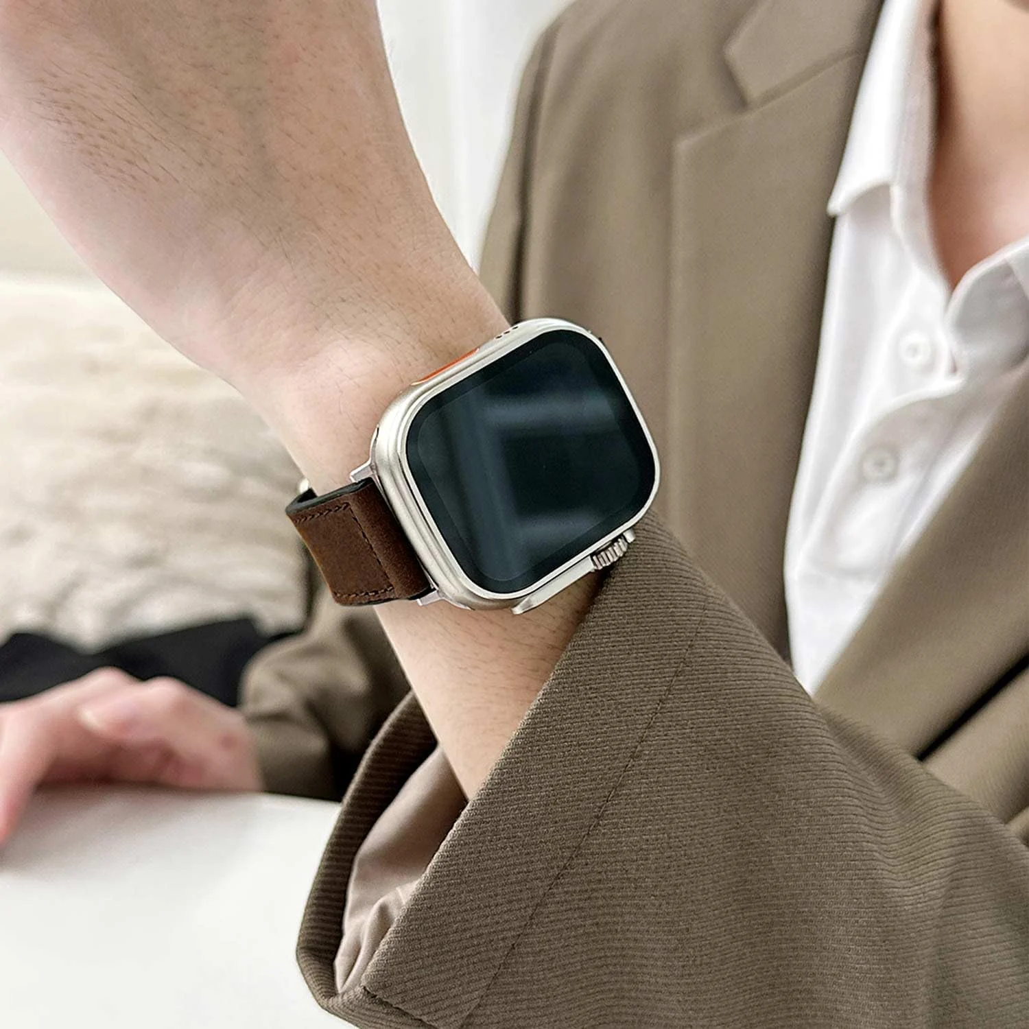 DL3 Mobilak Leather Bands Compatible with Apple Watch Band 49mm 45mm 44mm 42mm, Leather Magnetic Buckle Design Strap For iWatch Ultra Ultra 2 SE Series 9 8 7 6 5 4 3 2 1 (A. ) - A.Dark Brown