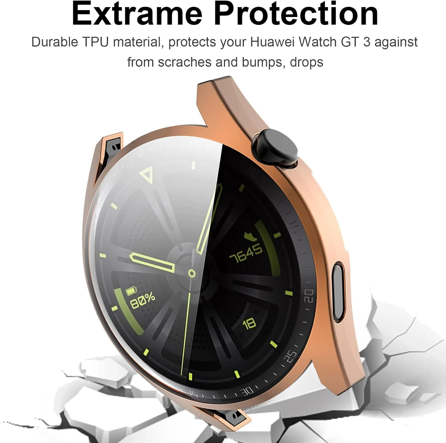 DL3 Mobilak Case Compatible with Huawei Watch GT3 46mm Case All-Around Screen Protector Watch Soft TPU Shockproof Cover Slim Guard Thin Bumper Shell Protector - Rose Gold