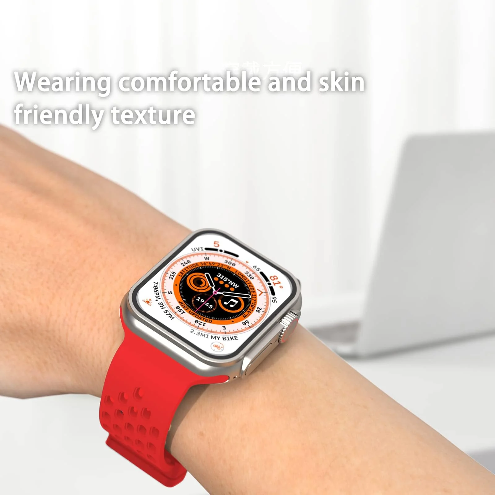 DL3 MOBILAK Magnetic Bands for Apple Watch Band 49mm 45mm 44mm 42mm, Soft Silicone Magnetic Buckle Breathable Sport Watch Strap for iWatch Series SE2 SE 9 8 7 6 5 4 3 2 1 Ultra 2/Ultra - Red