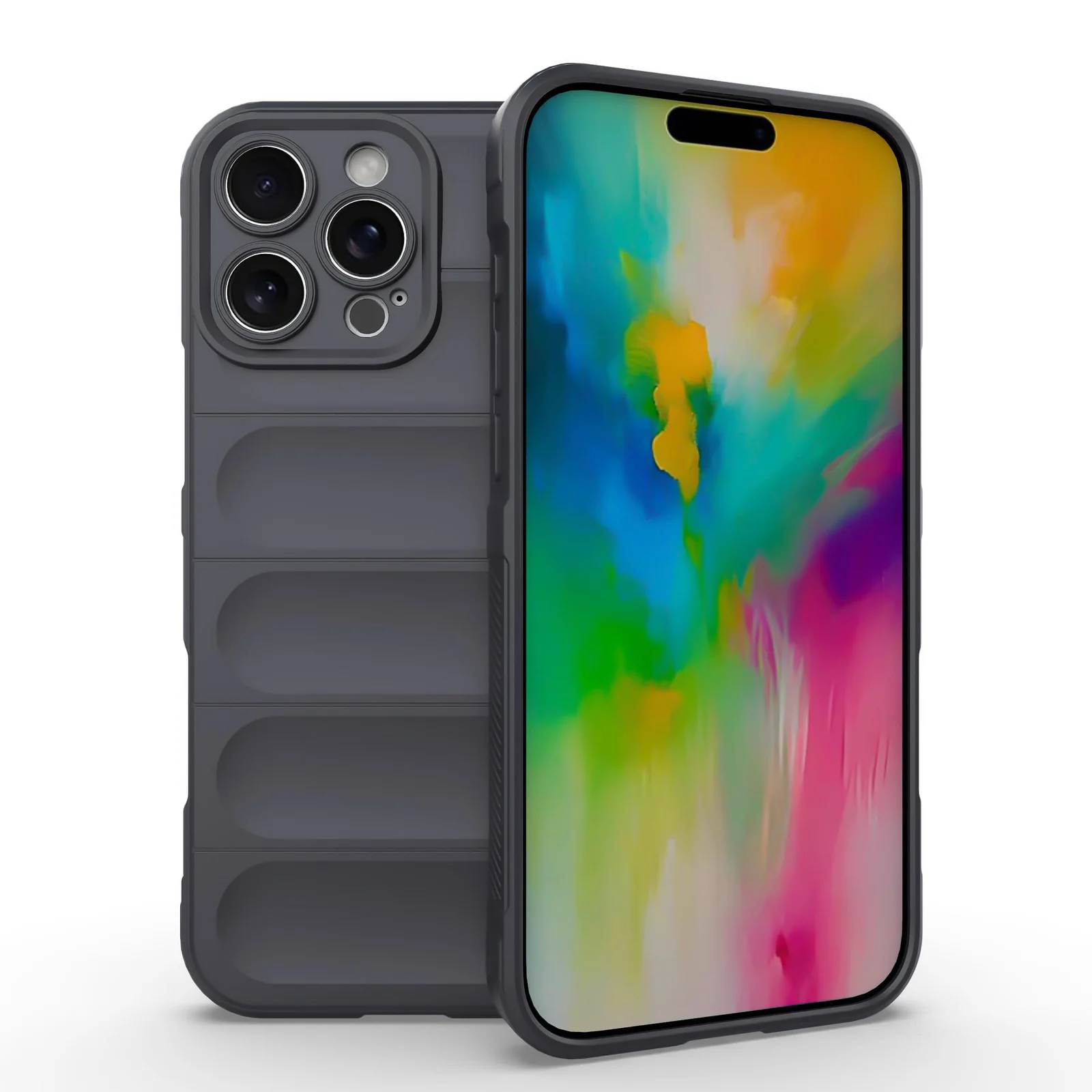DL3 Mobilak Silicone Case for iPhone 16 Pro 6.3-Inch Heavy Duty Protective [Slim Fit] Shockproof Soft Flexible Protective Design Shock-Absorption TPU Cover With Camera Protection - Dark Gray