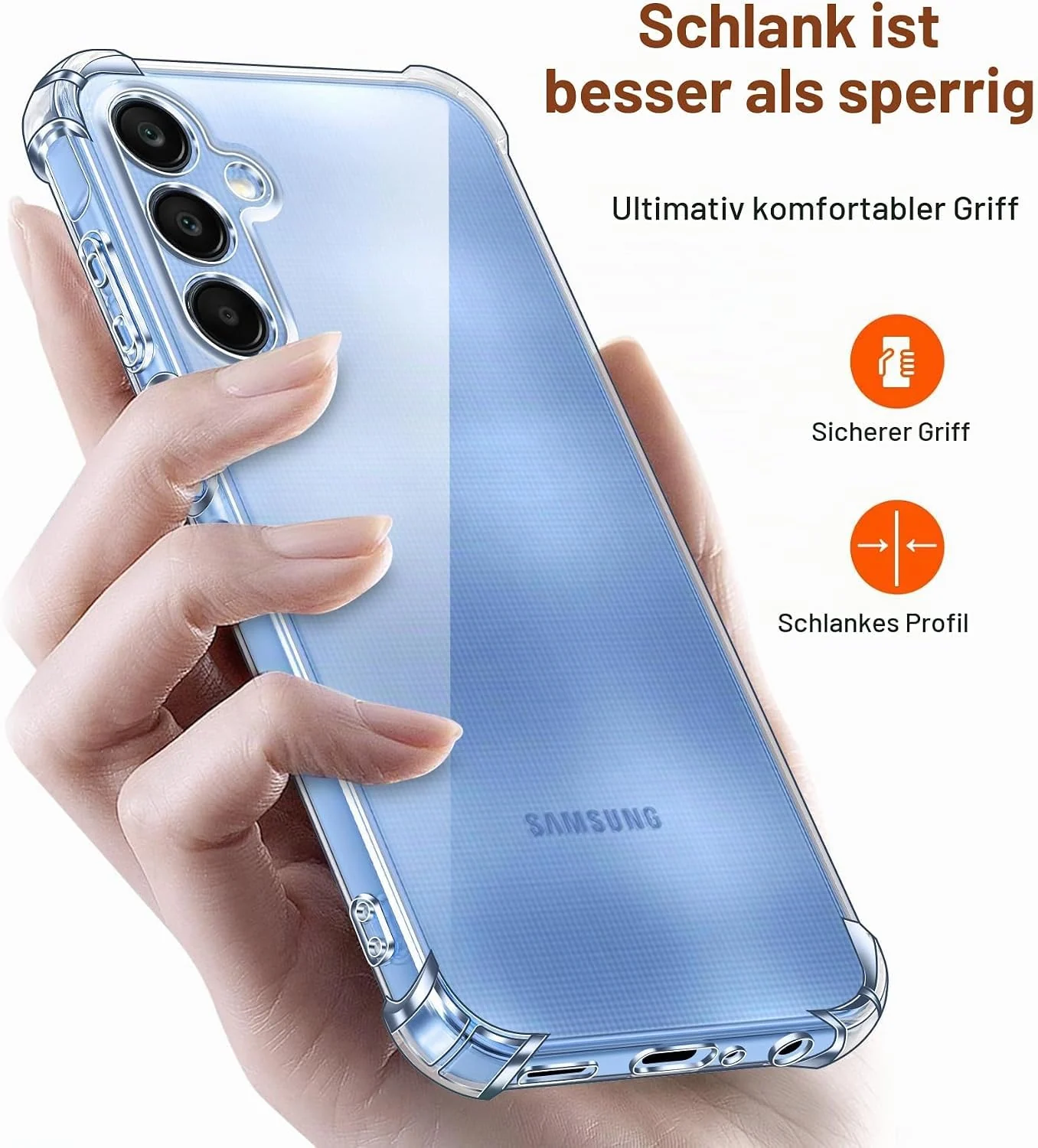 DL3 MOBILAK Anti-Shock Transparent TPU Phone Case for Samsung Galaxy A25 5G, Clear