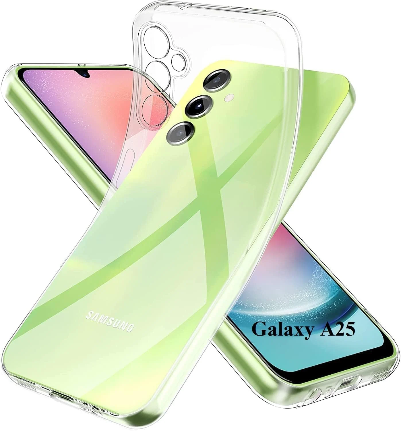 DL3 Mobilak Case Compatible with Samsung Galaxy A25 5G Case Crystal Soft TPU Gel Case Flexible Silicone Anti-Scratch Camera Protection TPU Cover - Clear