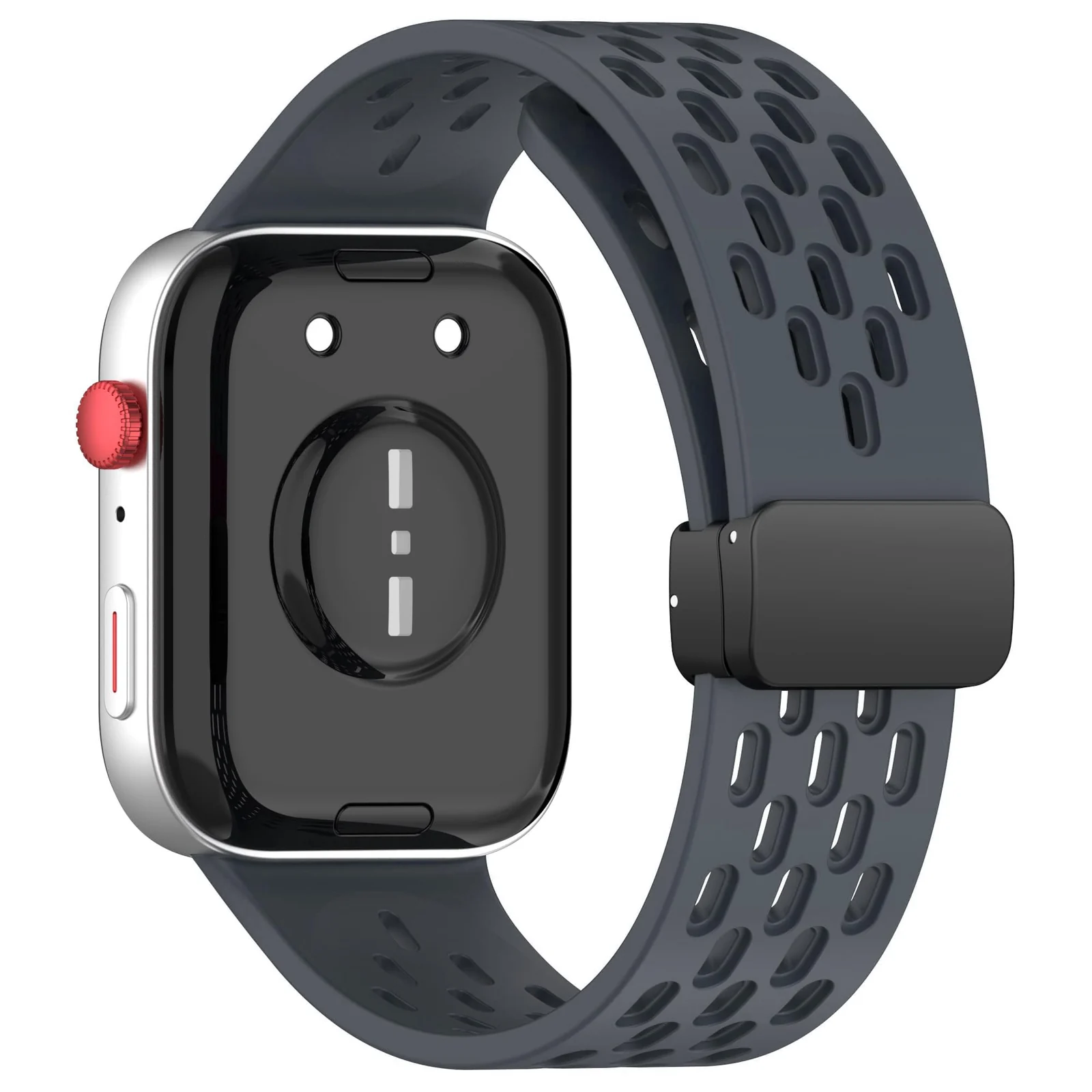 DL3 Mobilak Silicone Strap Compatible with Huawei Watch Fit 3/Fit 4/Fit 4 Pro Magnetic Metal Buckle Sport Silicone Breathable Strap for Men Women Band Quick Release Soft Replacment Wristband - Dark Gray