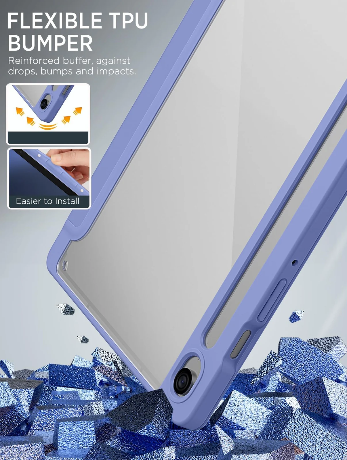 DL3 Mobilak Hybrid Slim Case for Samsung Galaxy Tab S9 FE 5G 10.9 Inch/Galaxy Tab S9 11 Inch 2023 with S Pen Holder, Shockproof Cover with Clear Transparent Back Shell, Auto Wake/Sleep - Lavender