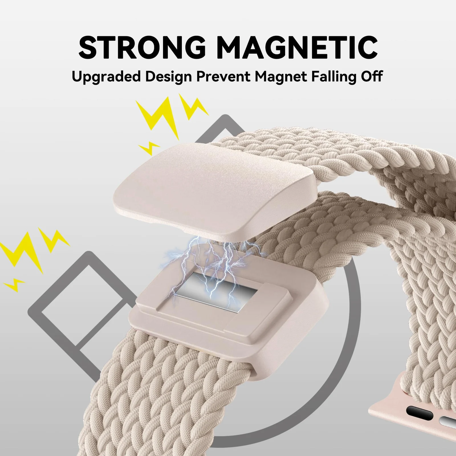 DL3 Mobilak Sport Solo Loop Compatible with Apple Watch Band 42mm 44mm 45mm 46mm 49mm for Women Men, Magnetic Strap Stretchy Braided Wristband for iWatch Series 11 10 9 8 7 6 5 4 3 Ultra 3 2 1 SE SE2 - Beige