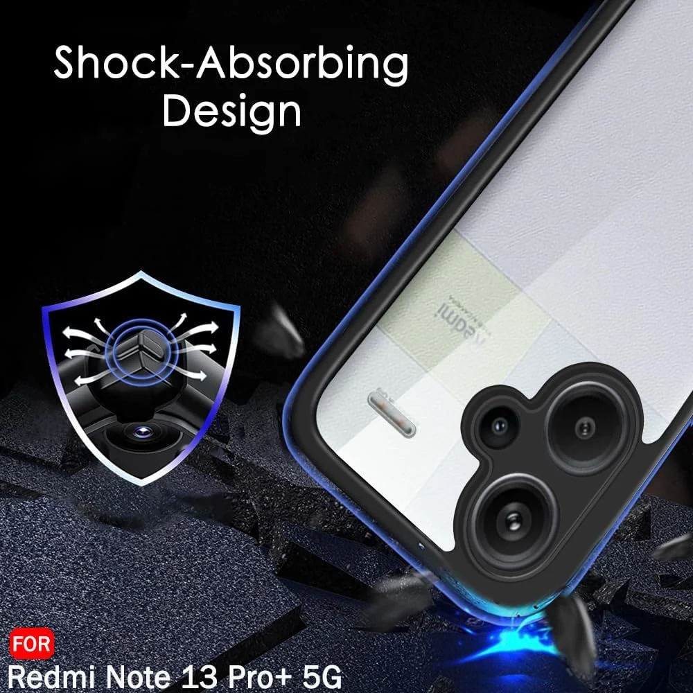 DL3 Mobilak Clear TPU Case for Xiaomi Redmi Note 13 Pro + Plus 5G, Camera protection, Shock-absorbing protection, Scratch-resistant surface - Black