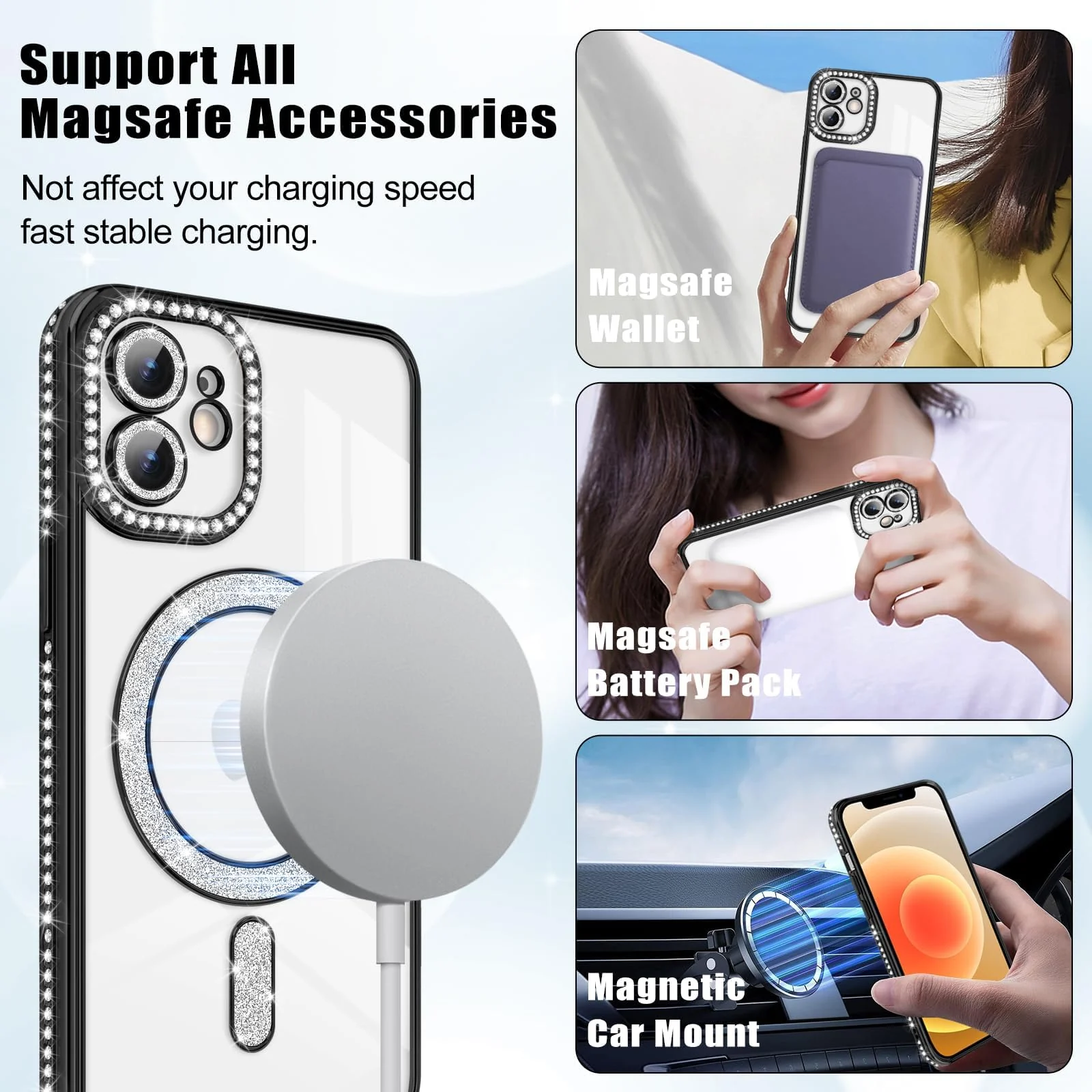 DL3 Mobilak MagSafe-Compatible Magnetic Case for iPhone 11 with Camera Protection and Magnetic Car-Mount Support - Black