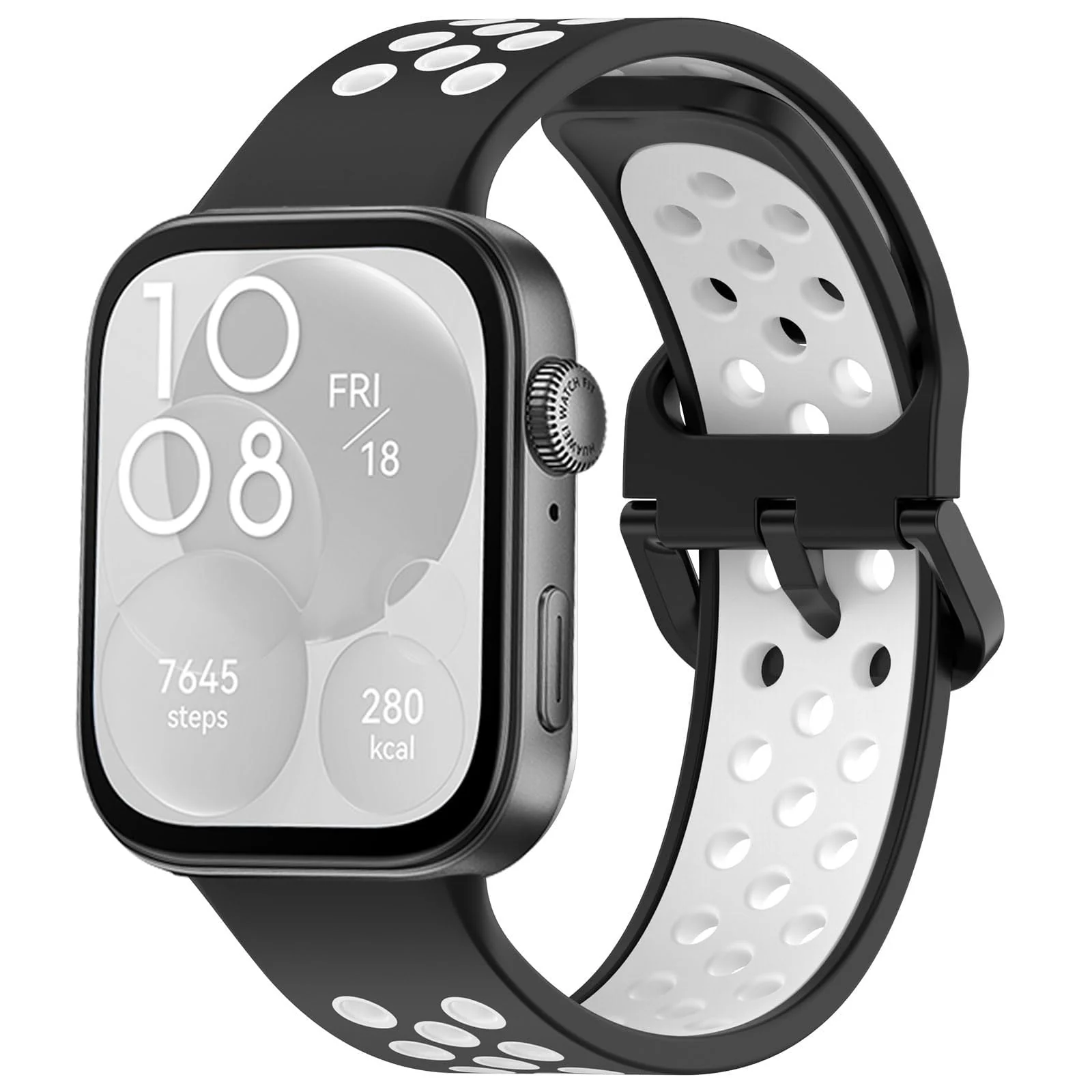 DL3 Mobilak Silicone Strap for Huawei Watch Fit 3, [Breathable] Soft Silicone Sport Wristband Bracelet Replacement Strap, Two-tone Strap, Adjustable Design, for Huawei Watch Fit3 - Black White