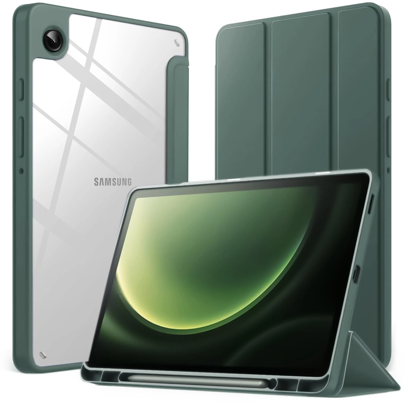 DL3 Mobilak Samsung Galaxy Tab A9 Cover Case 8.7 inch Tablet Cover [SM-X110/X115/X117] Case with Pen Holder, Soft TPU Back Trifold Stand Protective Smart Cover Flip, Auto Wake & Sleep