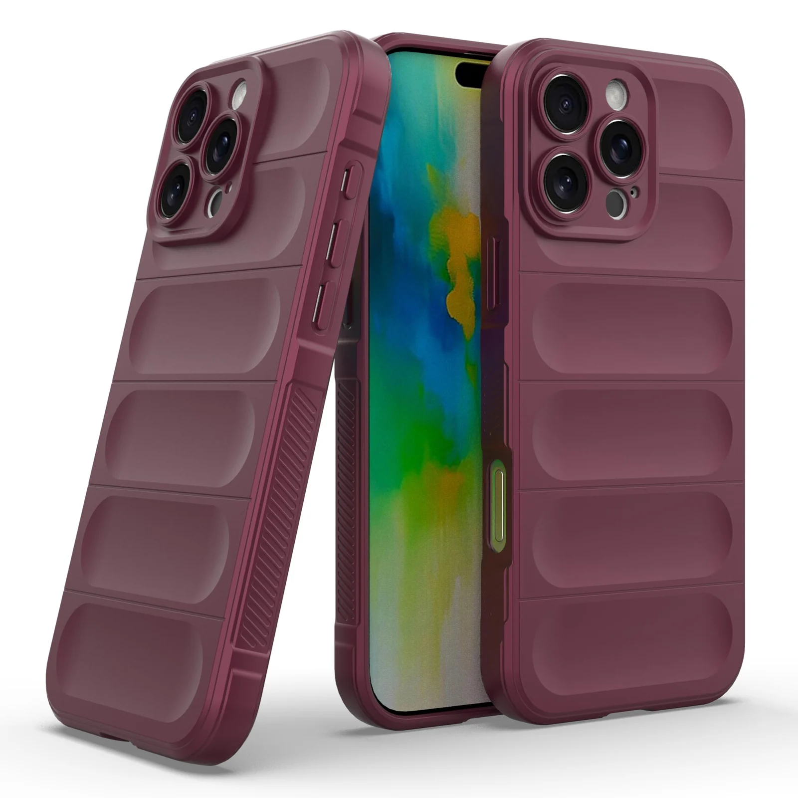 DL3 Mobilak Rugged Protective Case for iPhone 16 Pro 6.3-Inch, Camera protection, Shock-absorbing protection, Non-slip grip - Wine Red