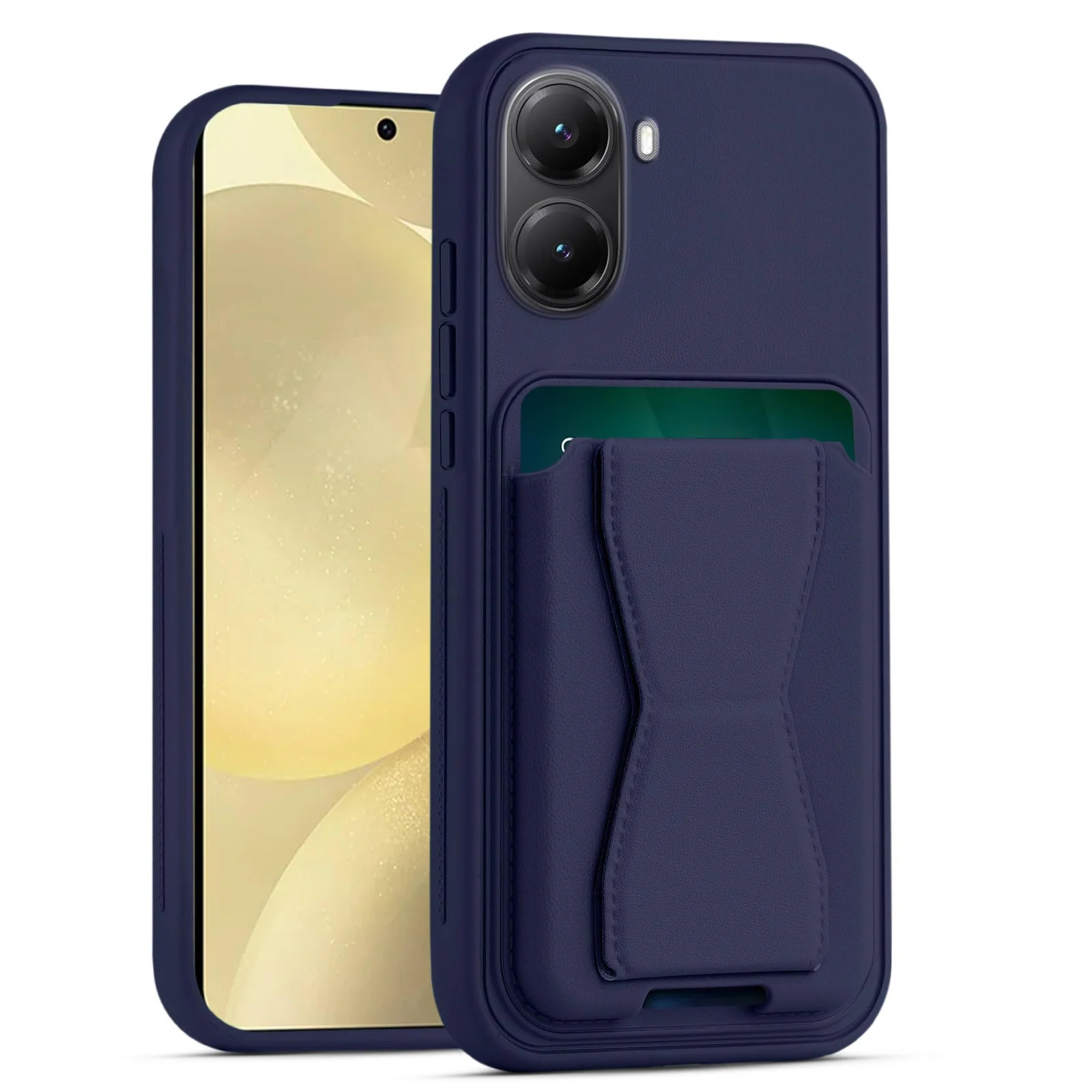 Mobigon Leather Wallet Case Compatible with Xiaomi Poco X7 Pro, Leather Back Cover With TPU Frame, Shockproof Protective Phone Case with Card Holder Stand - Black