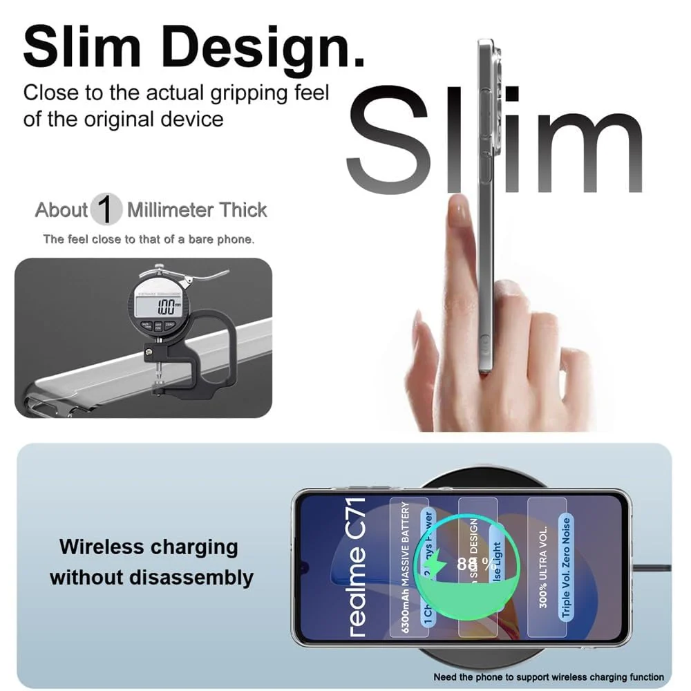 DL3 Mobilak Case Compatible with realme C71, Case Crystal Soft TPU Gel Case Flexible Silicone Anti-Scratch Camera Protection TPU Cover - Clear