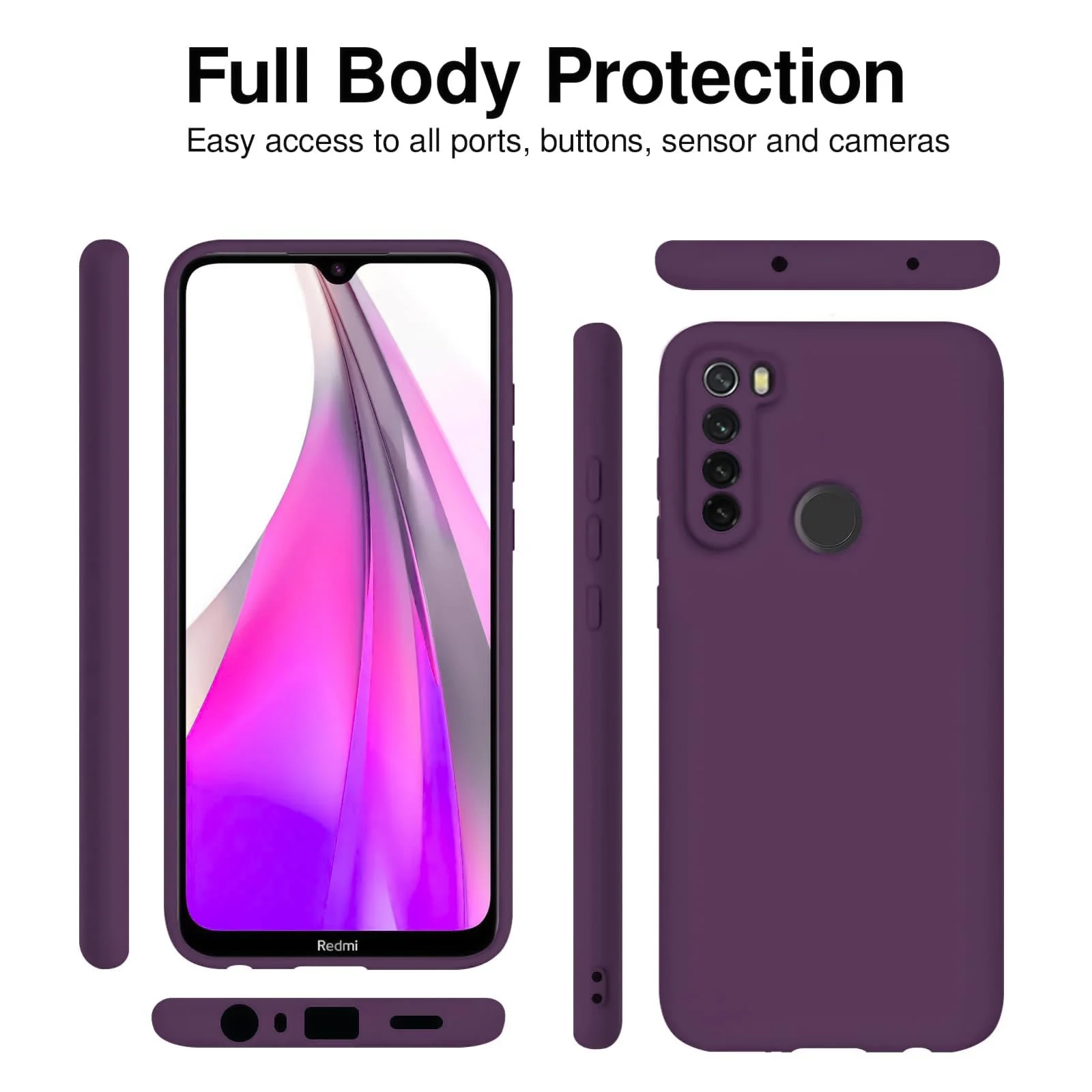DL3 Mobilak Soft Silicone Protective Case for Xiaomi Redmi Note 8 with Microfiber Lining and Shockproof Design - Violet