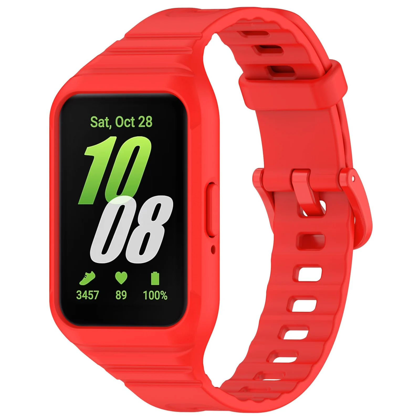 DL3 Mobilak Strap Compatible with Samsung Galaxy Fit 3 SM-R390, Silicone Sport Band Replacement Watchband with Bumper Case for Samsung Galaxy Fit 3, Adjustable Wristband - Red
