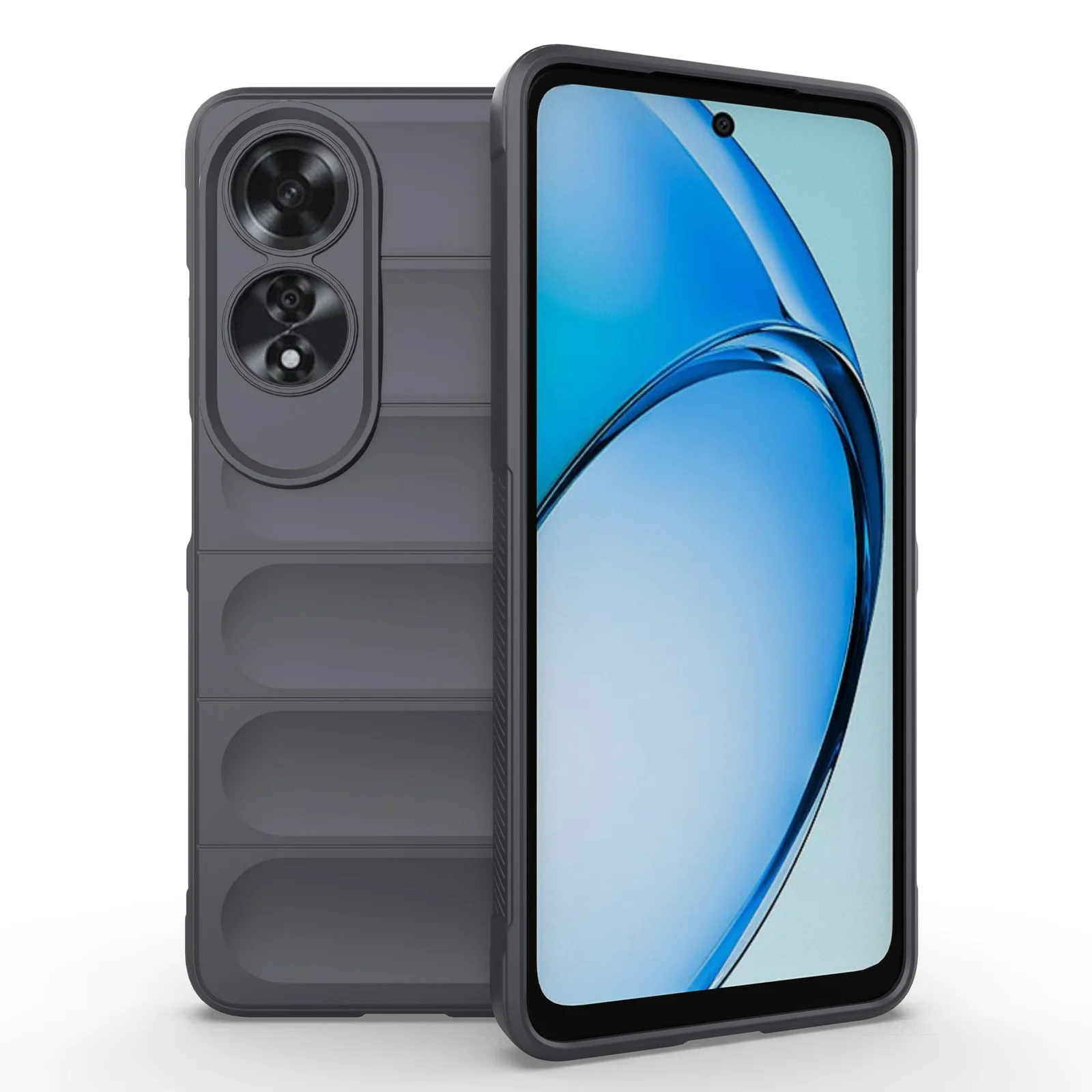 DL3 Mobilak Silicone Case for OPPO A60 4G Heavy Duty Protective [Slim Fit] Shockproof Soft Flexible Protective Design Shock-Absorption TPU Cover With Camera Protection - Dark Gray