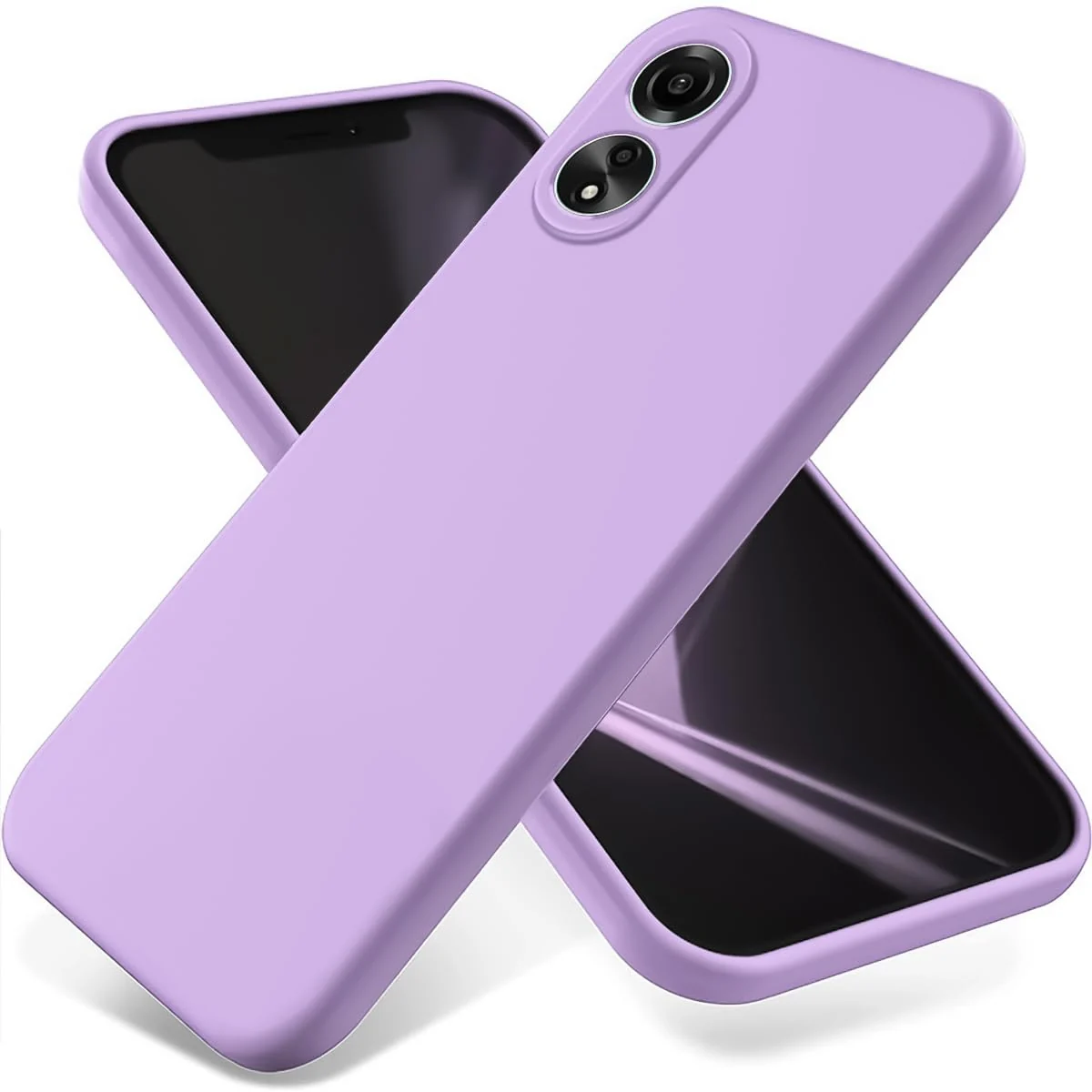 DL3 Mobilak Soft Silicone Protective Case for OPPO A78 with Microfiber Lining and Shockproof Design - Light Purple