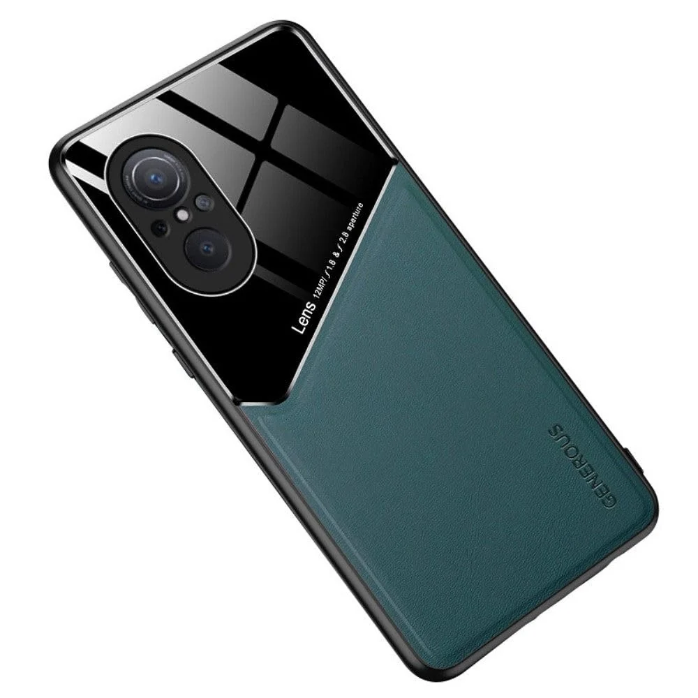 DL3 Mobilak Leather and PC Protective Case for Huawei Nova 9 SE / Honor 50 SE, Built-in magnetic car-mount support, Shock-absorbing protection, Raised edges around the screen and camera - Green