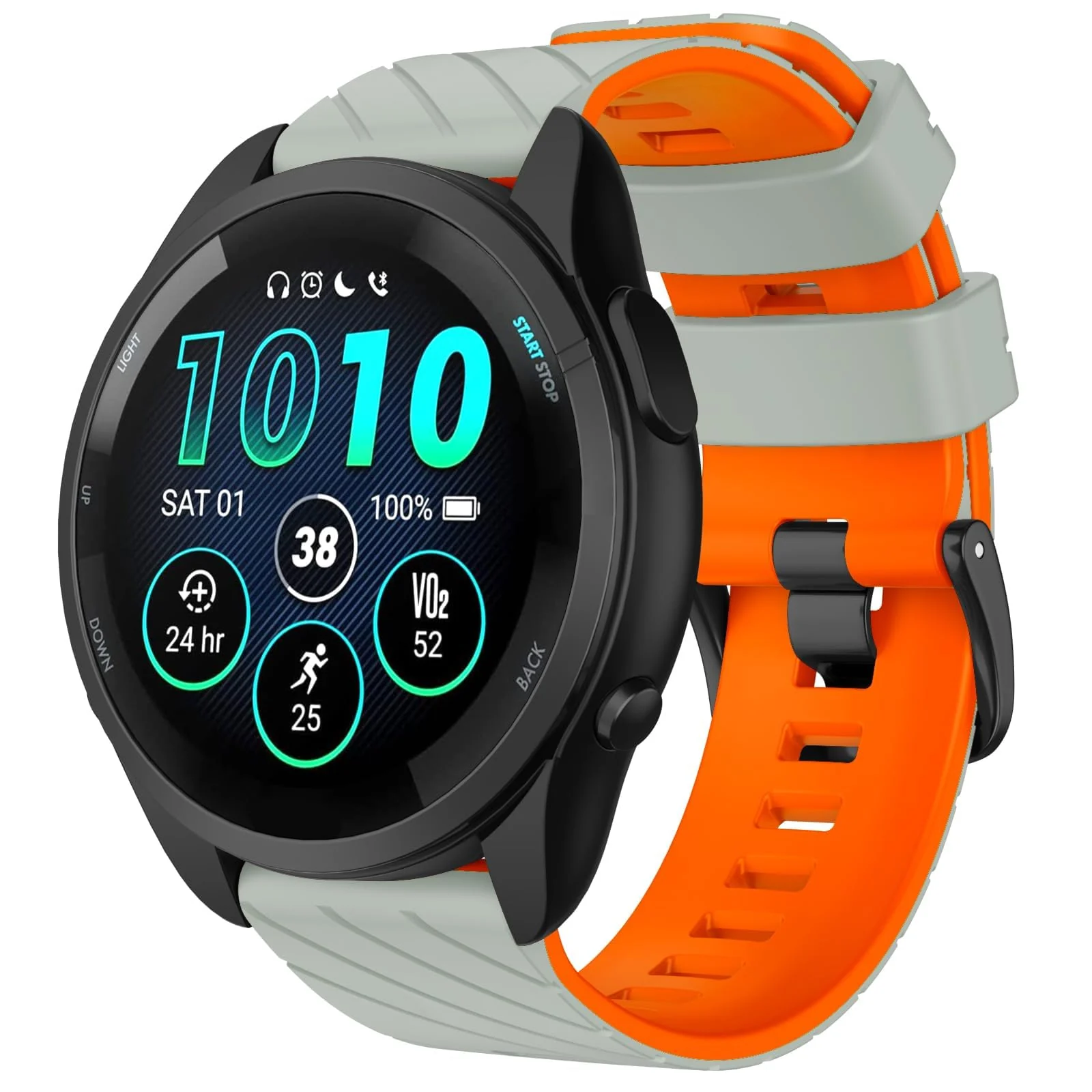 DL3 Mobilak Silicone Sport Band 22MM Strap For Xiaomi Redmi Watch 5 Active/5 Lite/Samsung Galaxy Watch 3 45mm/Watch 46mm/Gear S3/Huawei watch GT5 GT4 GT3 GT2 GT 46MM/GT2E/GT3 Pro/GT 5 Pro - Gray/orange