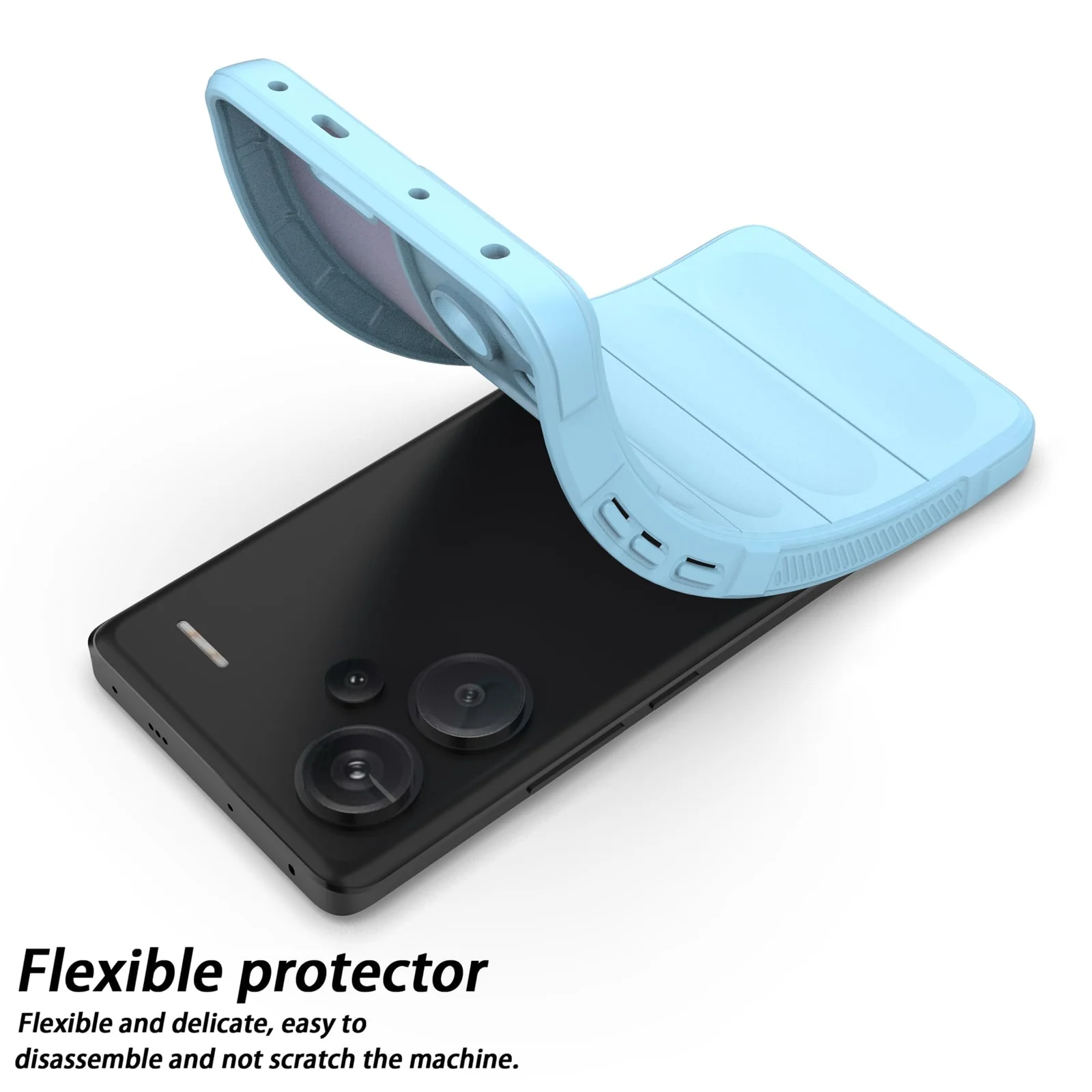 DL3 Mobilak Flexible Silicone and TPU Protective Case with Camera Protection for Xiaomi Redmi Note 13 Pro Plus 5G - Baby Blue