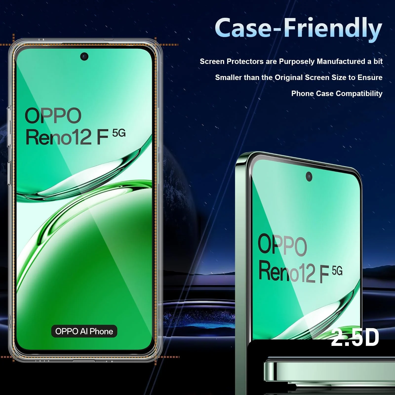 DL3 Mobilak for OPPO Reno 12F / Reno12 F 4G/5G Tempered Glass Screen Protector, 9H Hardness Anti-Scratch Tempered Glass flim, Case Friendly, Anti-Scratch For OPPO Reno 12 F - Clear