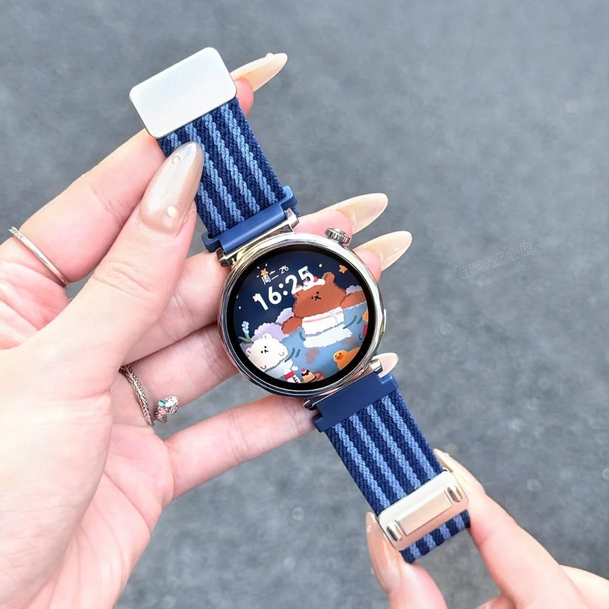 DL3 Mobilak 22mm Magnetic Band for Redmi Watch 5 Active/5 Lite/Samsung Galaxy Watch 3 45mm/Watch 46mm/Gear S3/Huawei watch GT6 GT5 46MM/GT2E/GT6 Pro/GT 5 Pro/Amazfit GTR 4/3, Stretchy Braided Nylon Sport Strap - Blue Striped