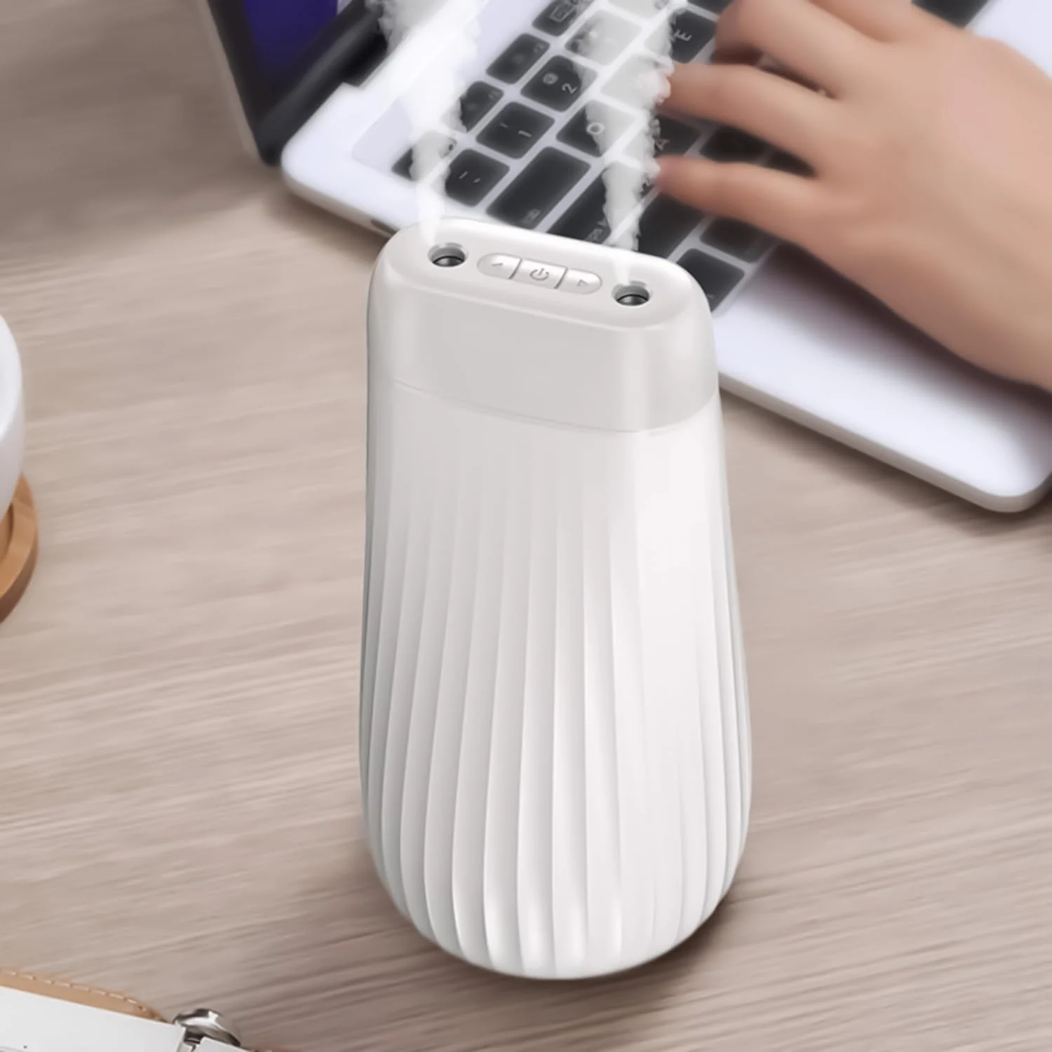 Mobigon Wood Cool Mist Ultrasonic Humidifier for Room Moisture, Aroma Diffuser for Home, 1000ml Essential Oil Diffuser with 7 Colorful Night Light, Auto Shut-Off, Home, Office - White
