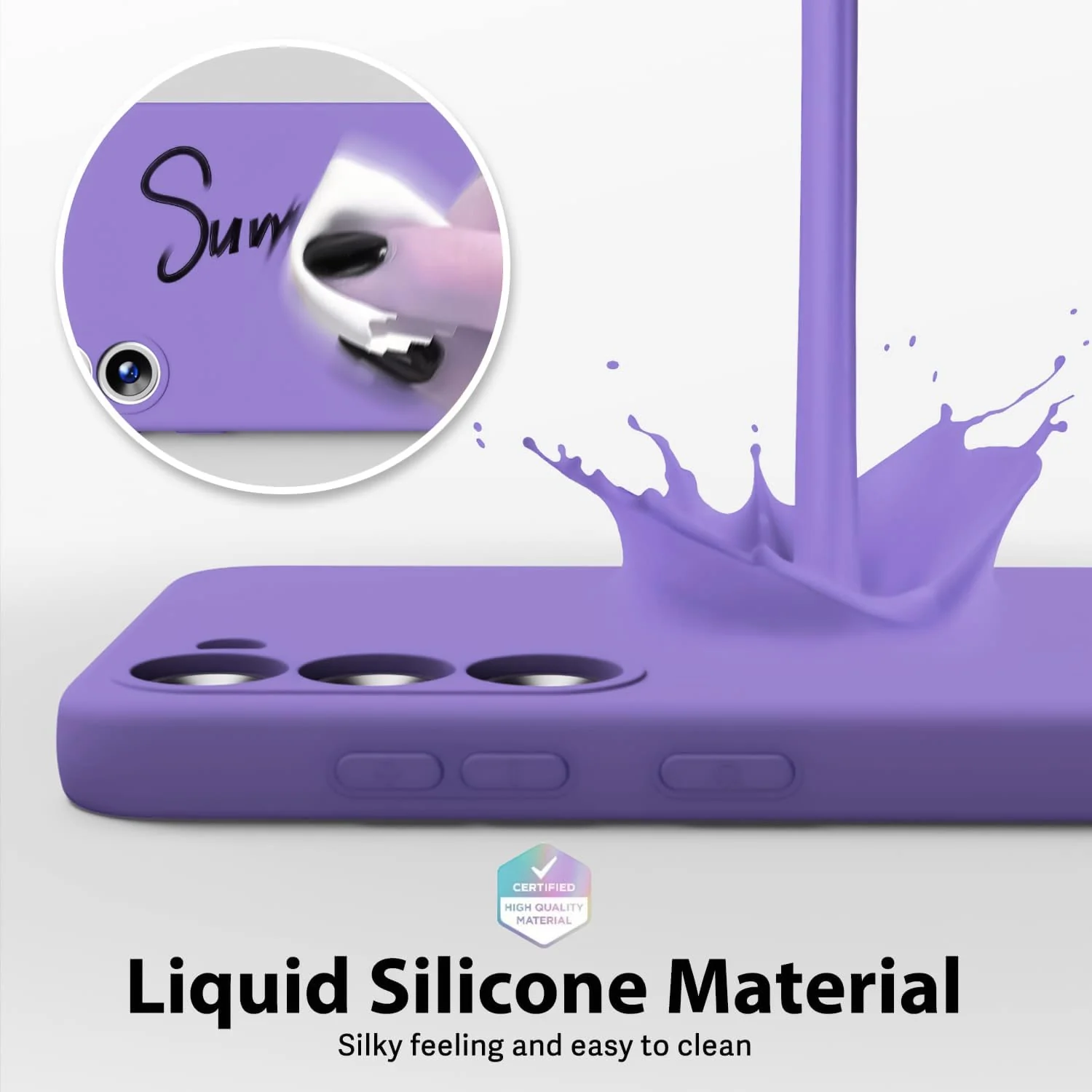 DL3 Mobilak Liquid Silicone Case for Samsung Galaxy Note 10, Shock-absorbing protection, Scratch-resistant surface, Soft microfiber lining - Light Purple