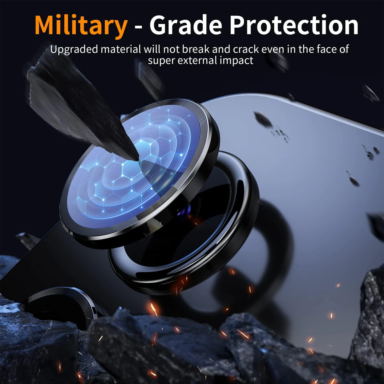 DL3 Mobilak Camera Lens Protector Compatible with Samsung Galaxy A54 5G Camera Lens Film Metal Ring Ultra HD, 9H Hardness, Scratch Resistance Camera Lens Protective Film - Black