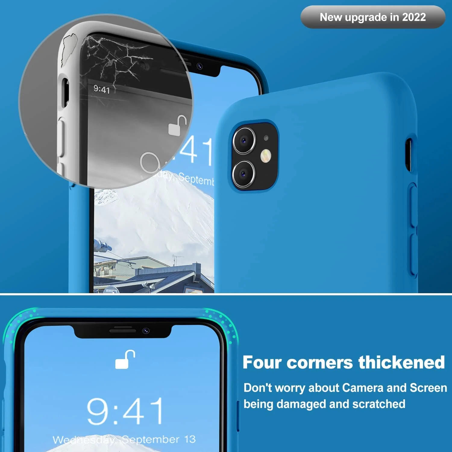 DL3 Mobilak Liquid Silicone Case for iPhone 11 (6.1 Inch), Shock-absorbing protection, Scratch-resistant surface, Soft microfiber lining - Skay Blue