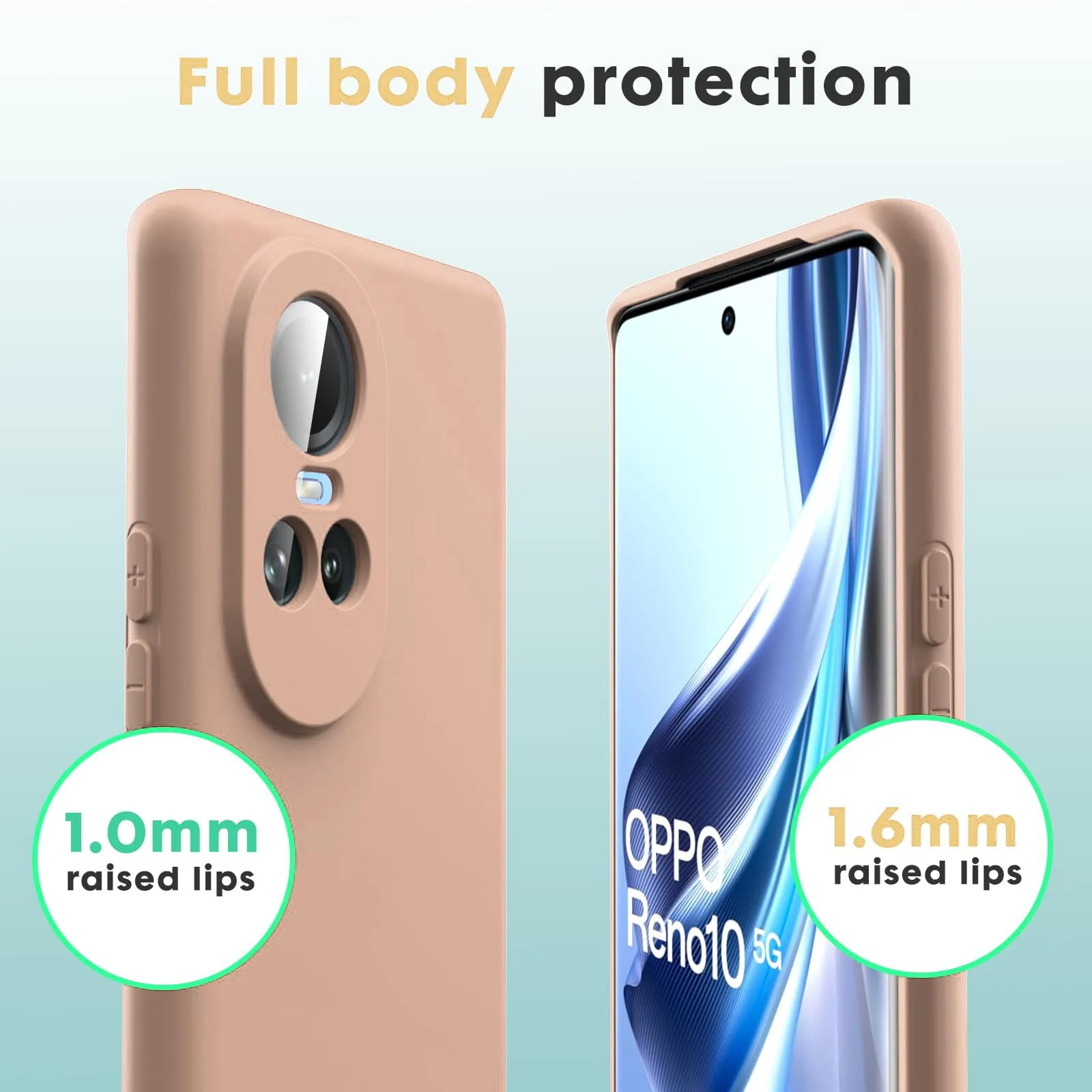 DL3 Mobilak Liquid Silicone Protective Case with Soft Microfiber Lining with Full Camera Protection for OPPO Reno 10 5G / OPPO Reno 10 Pro 5G - Light Orange