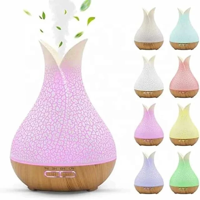Mobigon Essential Oil Diffuser, Aromatherapy Diffuser 500ml with Remote Control, 4 Timer & Auto-Off Safety Switch, 7 Color LED Lights Mode, 10 Hours Quiet Humidifier for Bedroom - H.Light Brown
