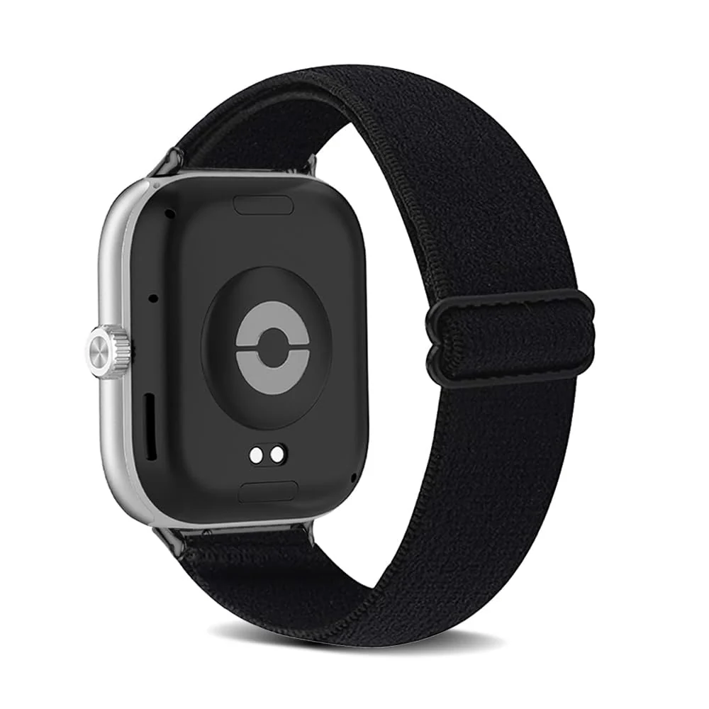 DL3 Mobilak Nylon Strap For Redmi Watch 4/Redmi Watch 5/Xiaomi Smart Band 8 Pro/Band 9 Pro, Soft Elastic Nylon Straps, Adjustable Stretchy Sports Replacement Bracelets Wristbands for Women Men - Black