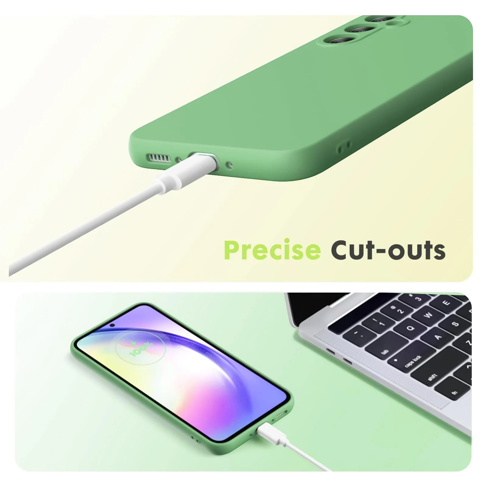 DL3 Mobilak Soft Silicone Protective Case for Samsung Galaxy A15 with Microfiber Lining and Shockproof Design - Mint Green