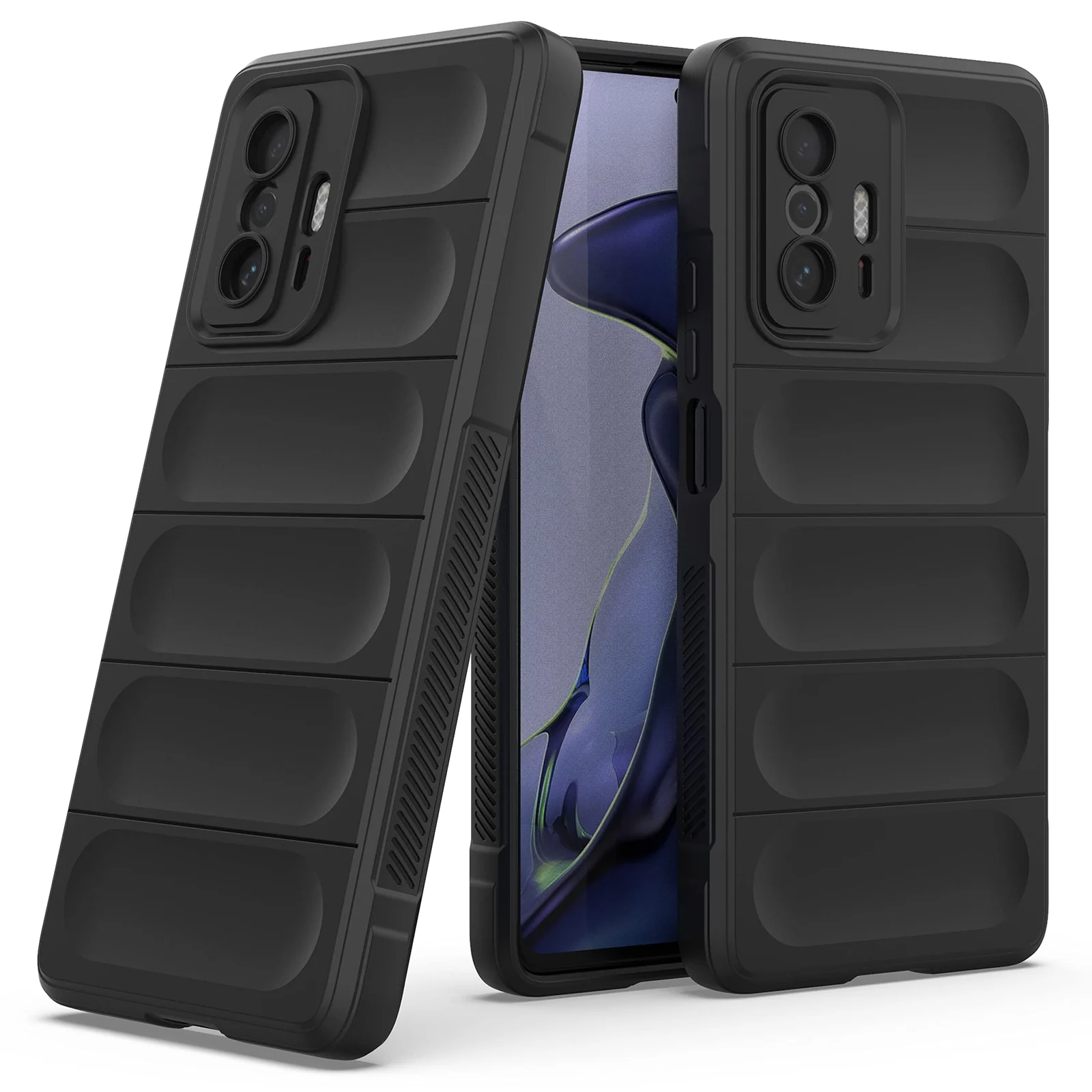 DL3 Mobilak Silicone Case for Xiaomi 11T 5G/Xiaomi 11T Pro 5G Heavy Duty Protective [Slim Fit] Shockproof Soft Flexible Protective Design Shock-Absorption TPU Cover With Camera Protection - Black