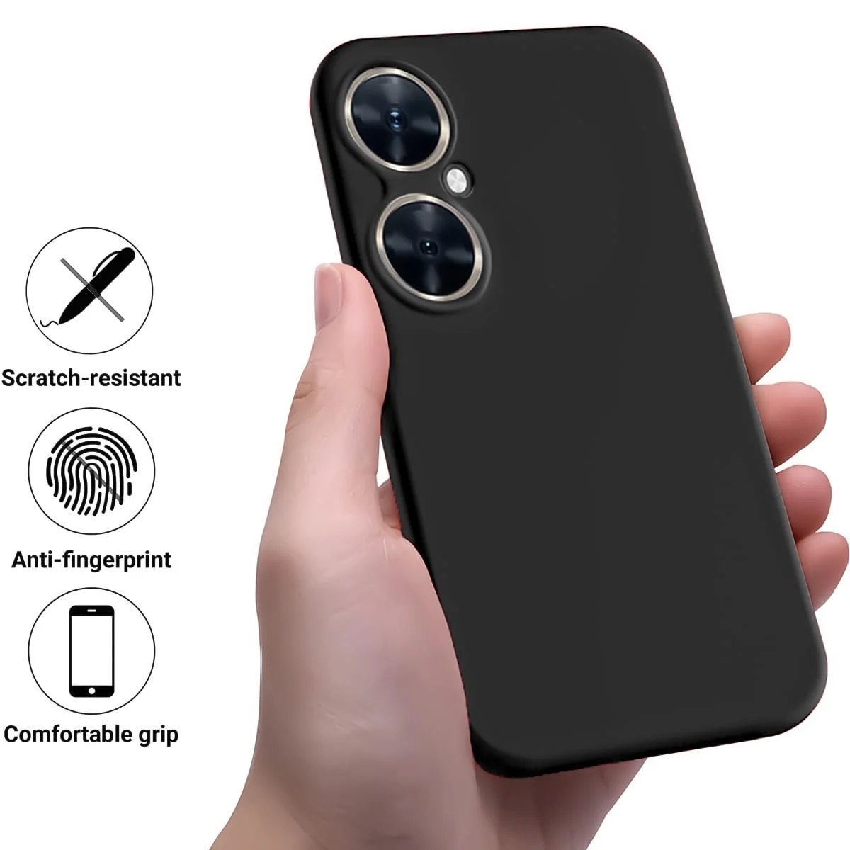 DL3 Mobilak Huawei nova 11i Case, Soft Flexible Silicone Gel Rubber Bumper Cover, Full Body Shockproof Protective Phone Case - Black