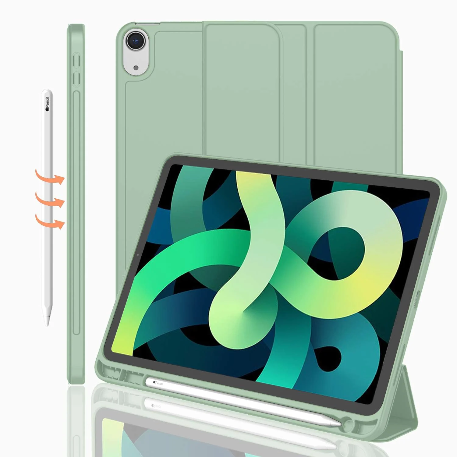 DL3 Mobilak iPad Air 11-Inch M2 (2024), iPad Air 5/4 (2022/2020 5th/4th 10.9-Inch) Case with Pencil Holder Full Body Protection + Charging Support Compatible with Apple Pencil (2nd - Mint Green
