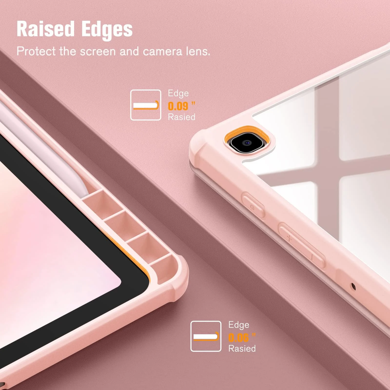 DL3 Mobilak Hybrid Slim Case for Samsung Galaxy Tab S6 Lite 10.4'' 2020 Model SM-P610 (Wi-Fi) SM-P615 (LTE) with S Pen Holder, Cover with Clear Transparent Back Shell, Auto Wake/Sleep - Rose Gold