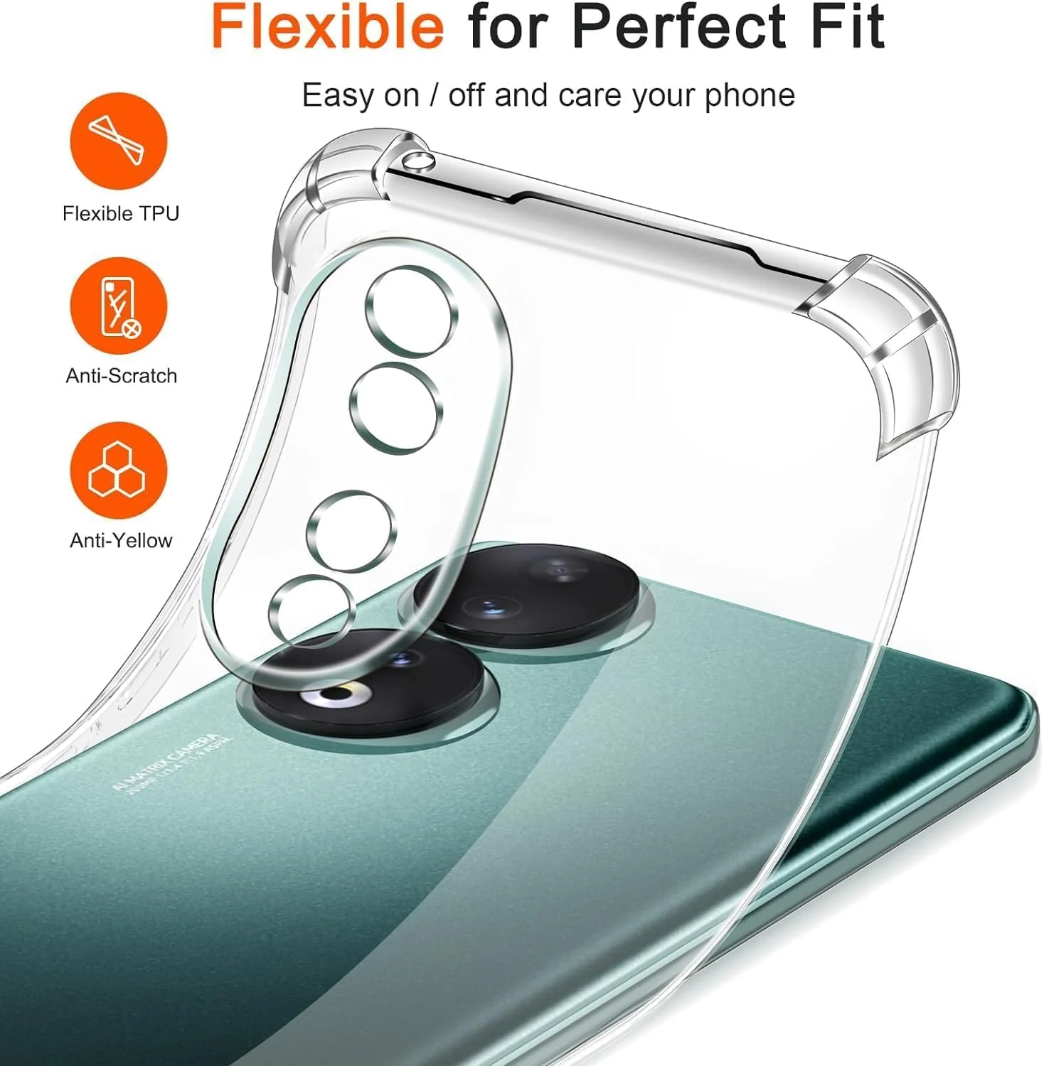 DL3 Mobilak Clear TPU Protective Case for Honor 90 with Camera Protection and Shockproof Design - Clear