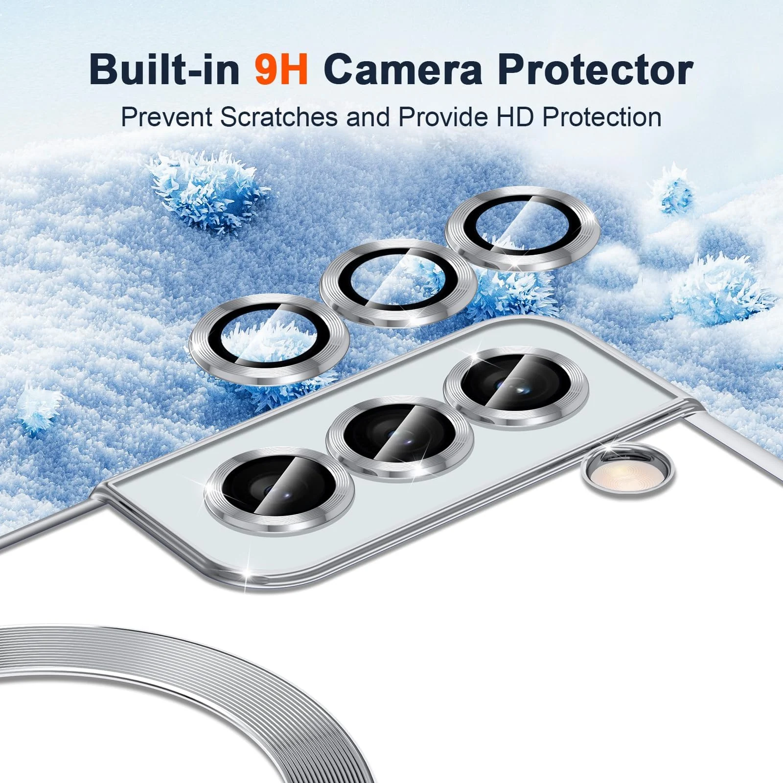 DL3 Mobilak Clear MagSafe-Compatible TPU Case and Camera Lens Protector for Samsung Galaxy S22 Plus - Silver