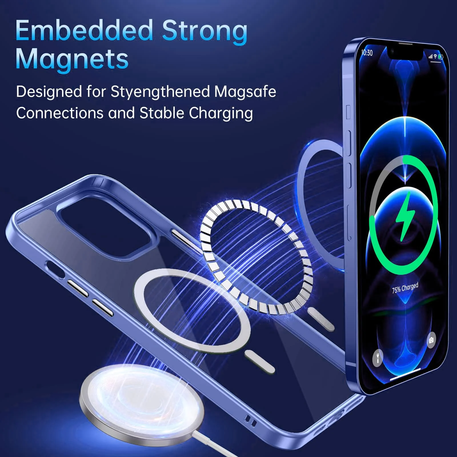 DL3 Mobilak Clear MagSafe-Compatible Magnetic Case for iPhone 15 Pro with Magnetic Car-Mount Support and Military-Grade Protection - Sierra Blue