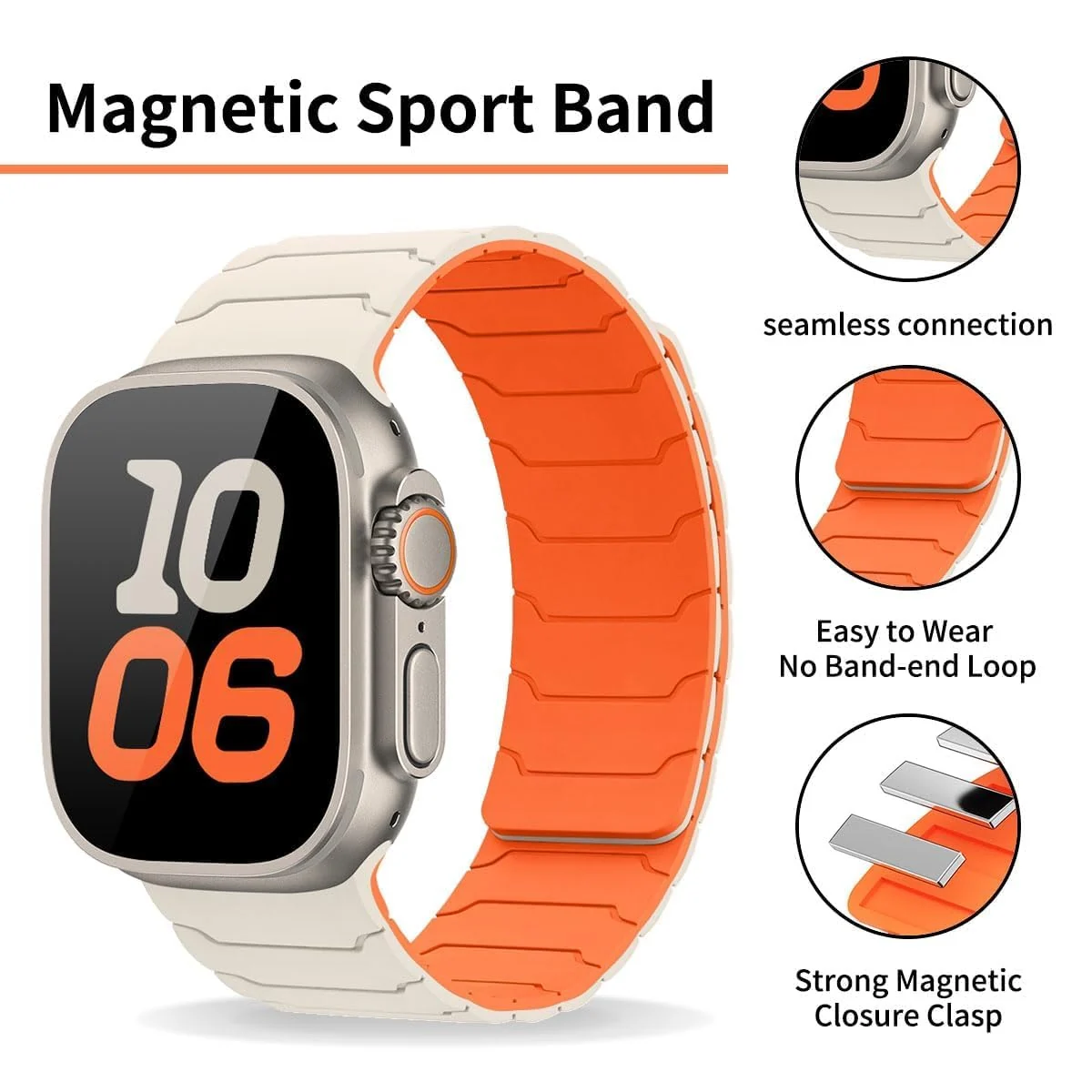DL3 Mobilak Silicone Straps Compatible with Apple Watch Ultra Strap 49mm 46mm 45mm 44mm 42mm, Loop Band with Strong Magnetic Closure Designed for iWatch Ultra Ultra 2 Series 11 10 9 8 7 6 5 4 3 2 1 SE - Coal Black/Black