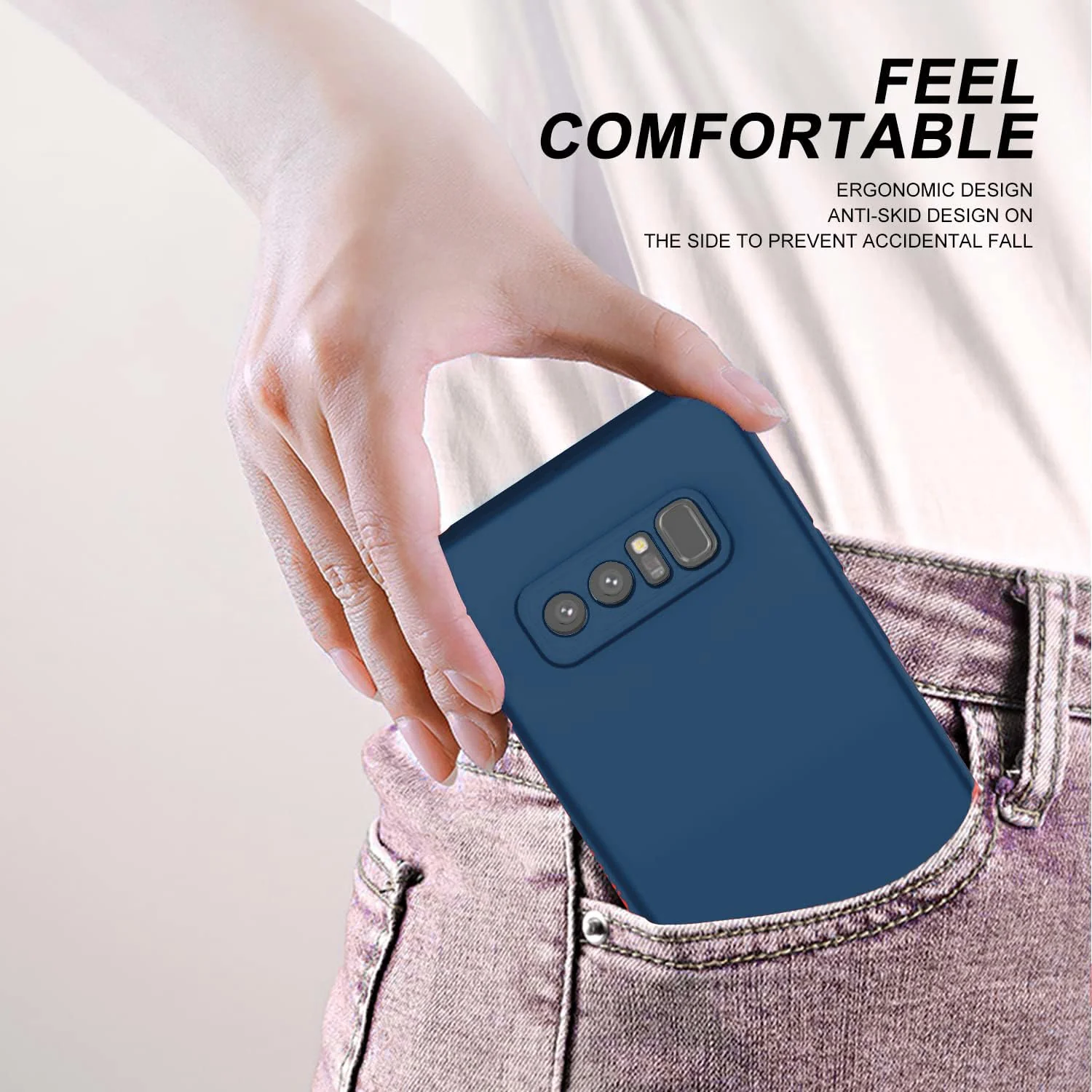 DL3 Mobilak Liquid Silicone Case for Samsung Galaxy Note 8, Shock-absorbing protection, Scratch-resistant surface, Soft microfiber lining - Blue