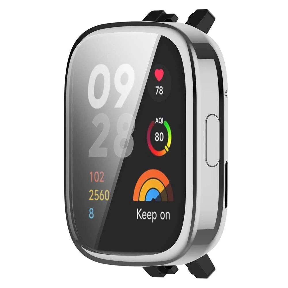 DL3 Mobilak Case Compatible with Xiaomi Redmi Watch 3 (Not Fit Watch 3 Active) Protective Case, Flexible TPU Full Protection Screen Protector Cover Scratch-Resistant Screen Protector Case - Silver