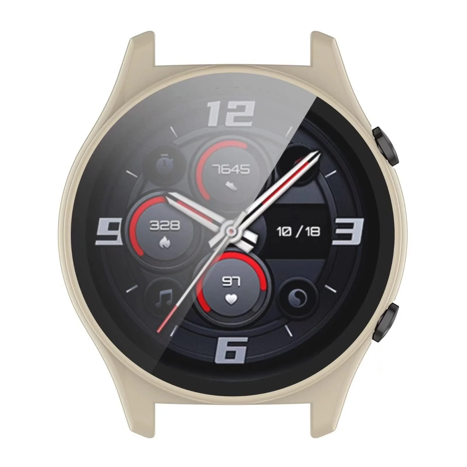 DL3 Mobilak Protective Case Compatible with Huawei Watch GT 2 46mm 9H Hardness PC Case Bumper Full Slim Protective Cover with Tempered Glass For Huawei Watch GT2 46mm - Ivory White